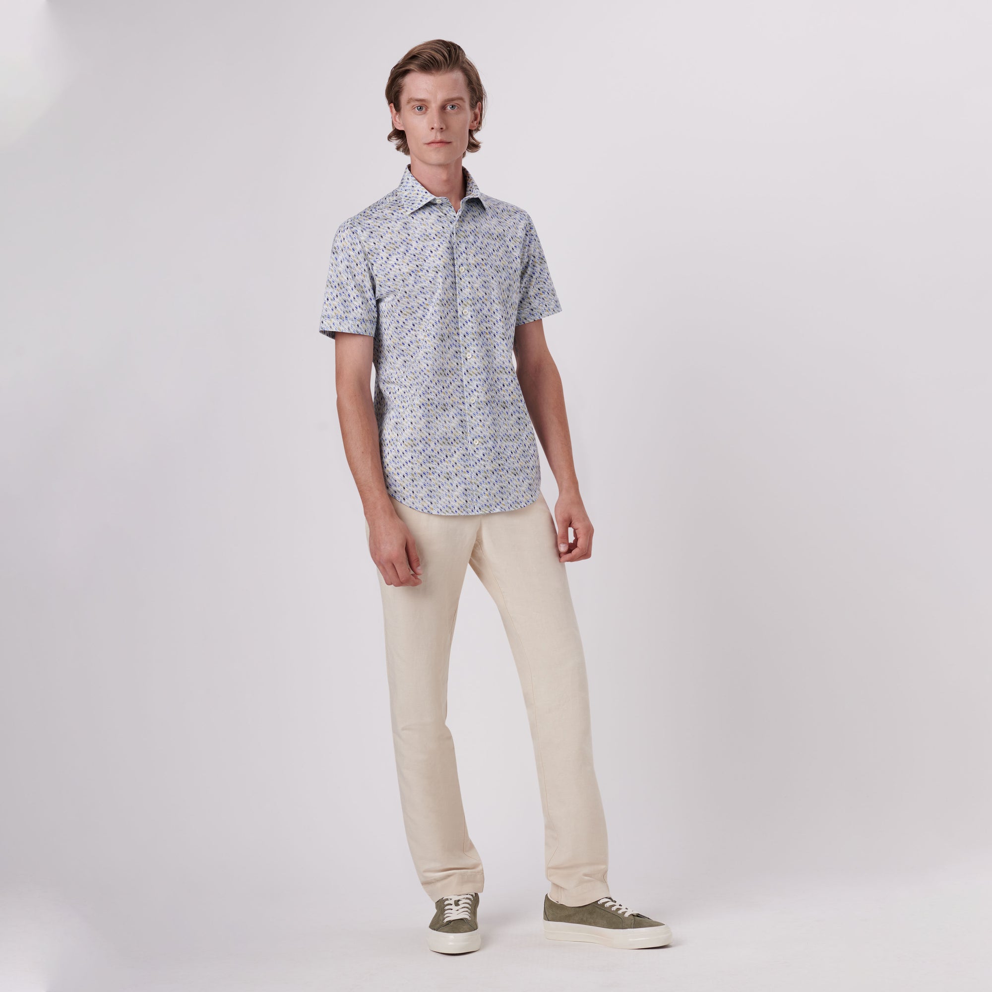 Miles Geometric Print OoohCotton Short Sleeve Shirt