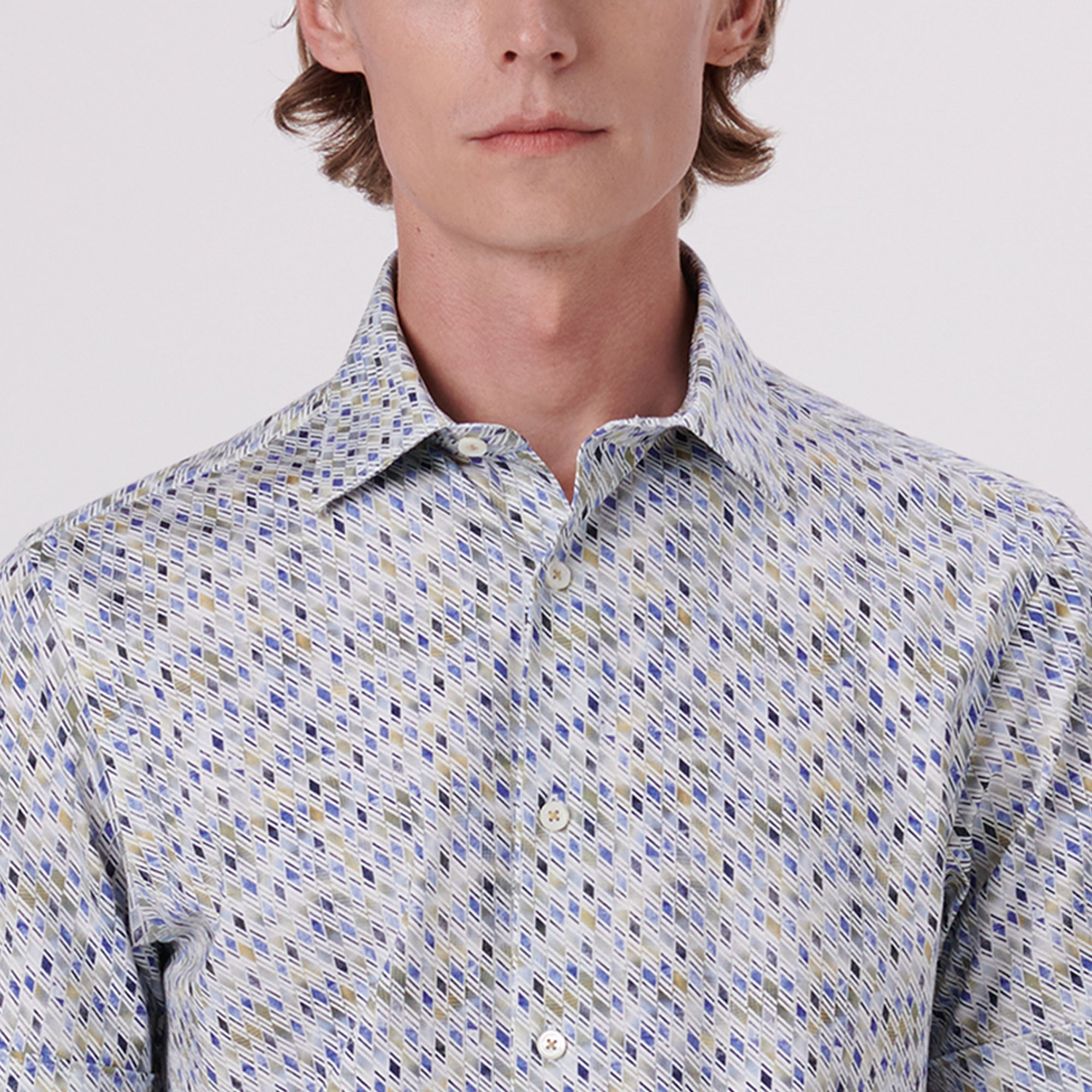 Miles Geometric Print OoohCotton Short Sleeve Shirt
