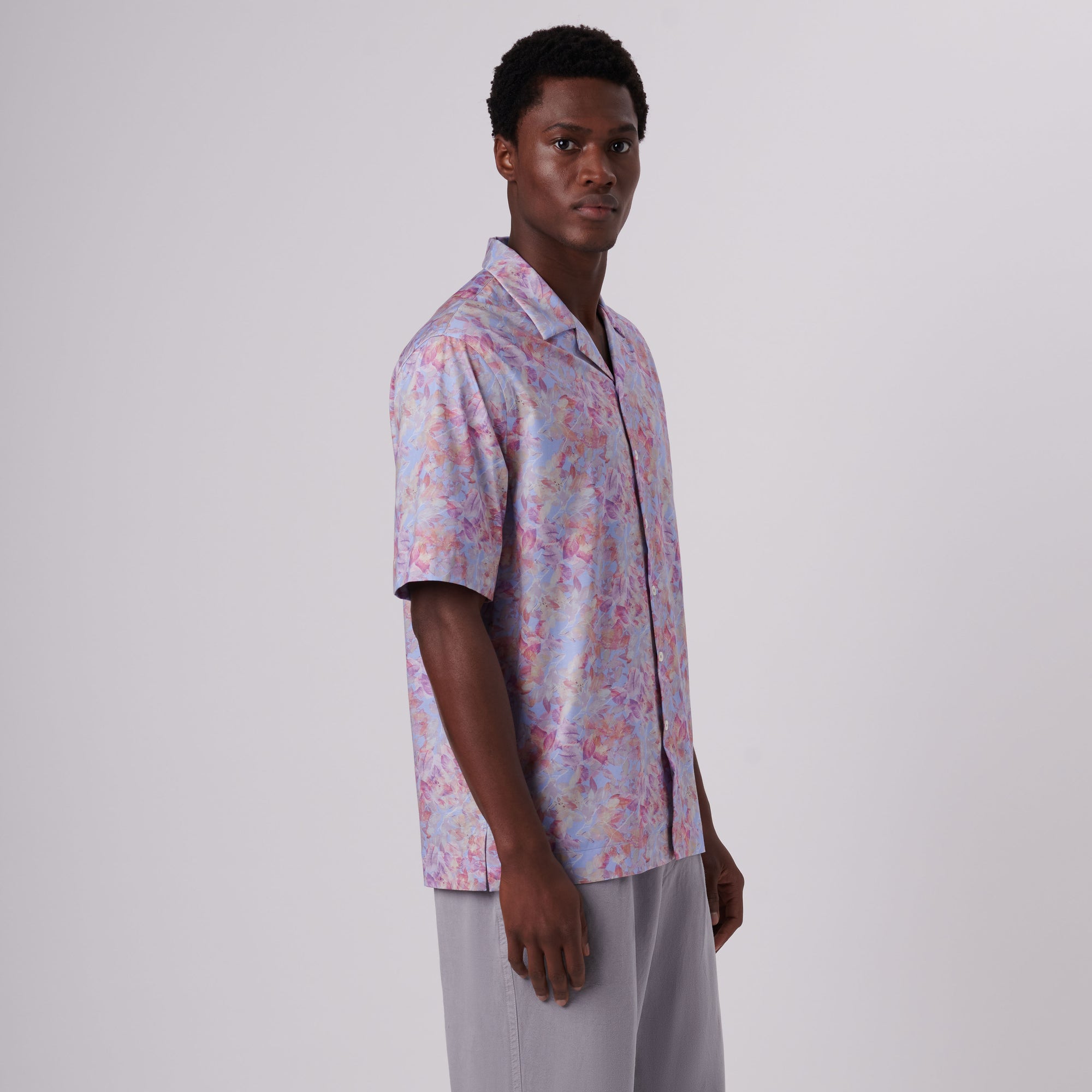 Cole Aquarelle Leaf Print OoohCotton Camp Shirt
