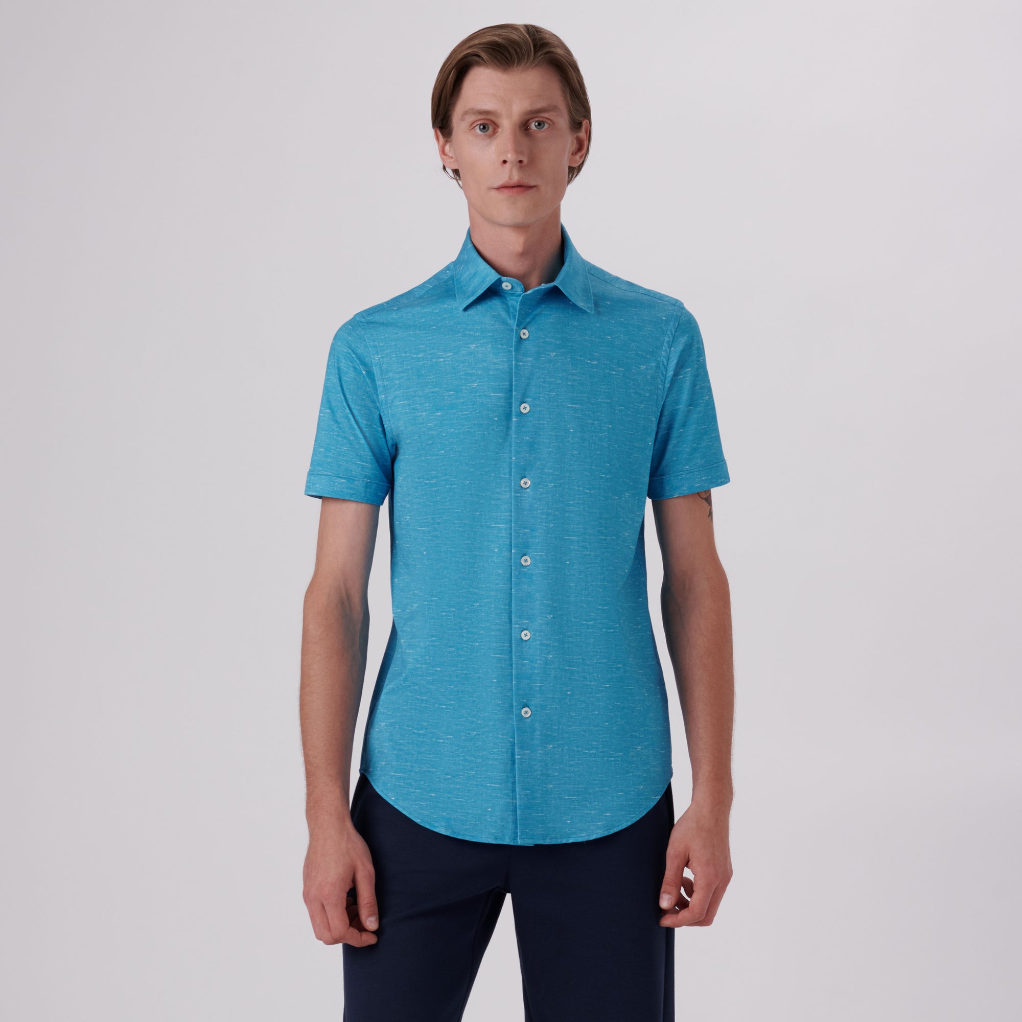 Miles Heather Print OoohCotton Short Sleeve Shirt
