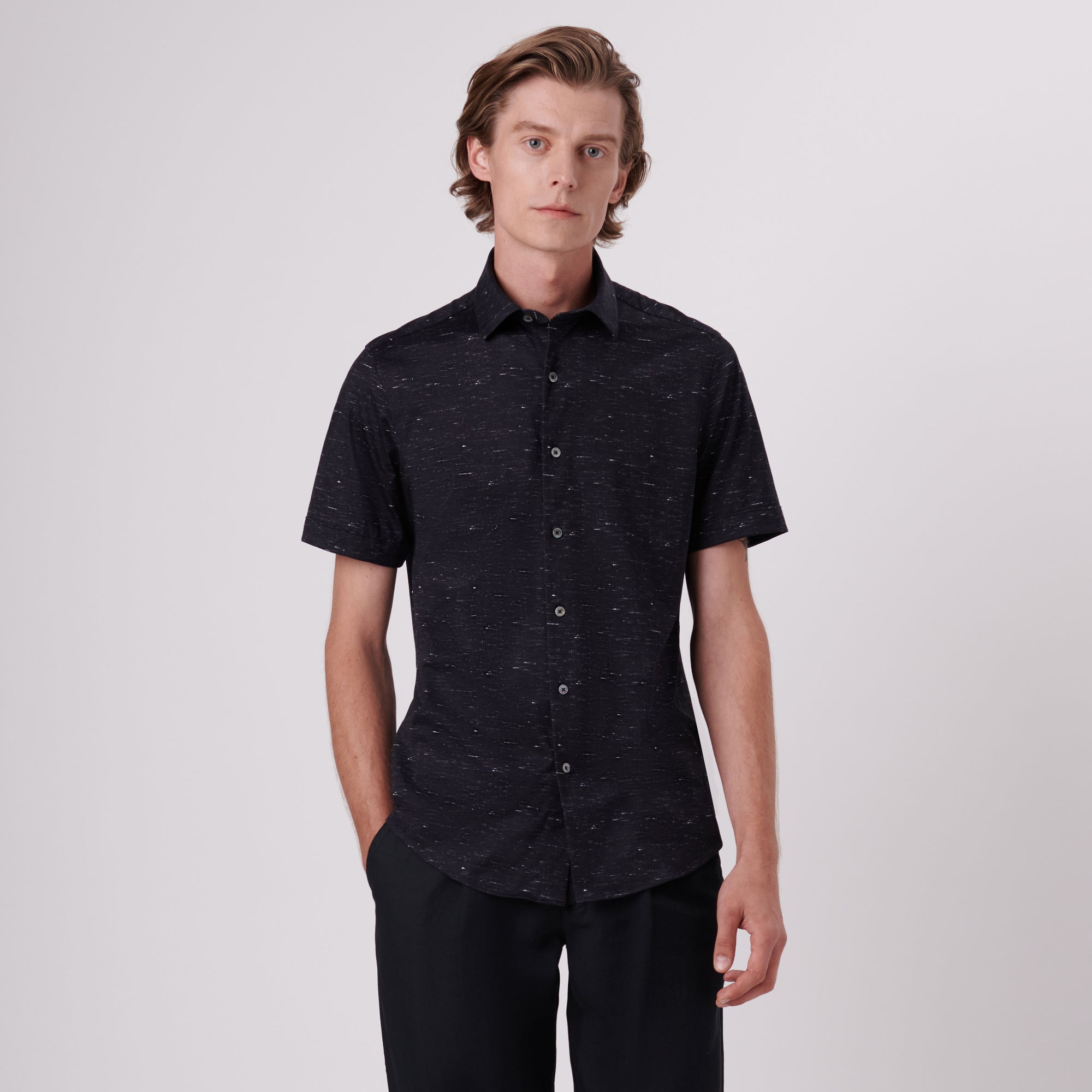 Miles Heather Print OoohCotton Short Sleeve Shirt