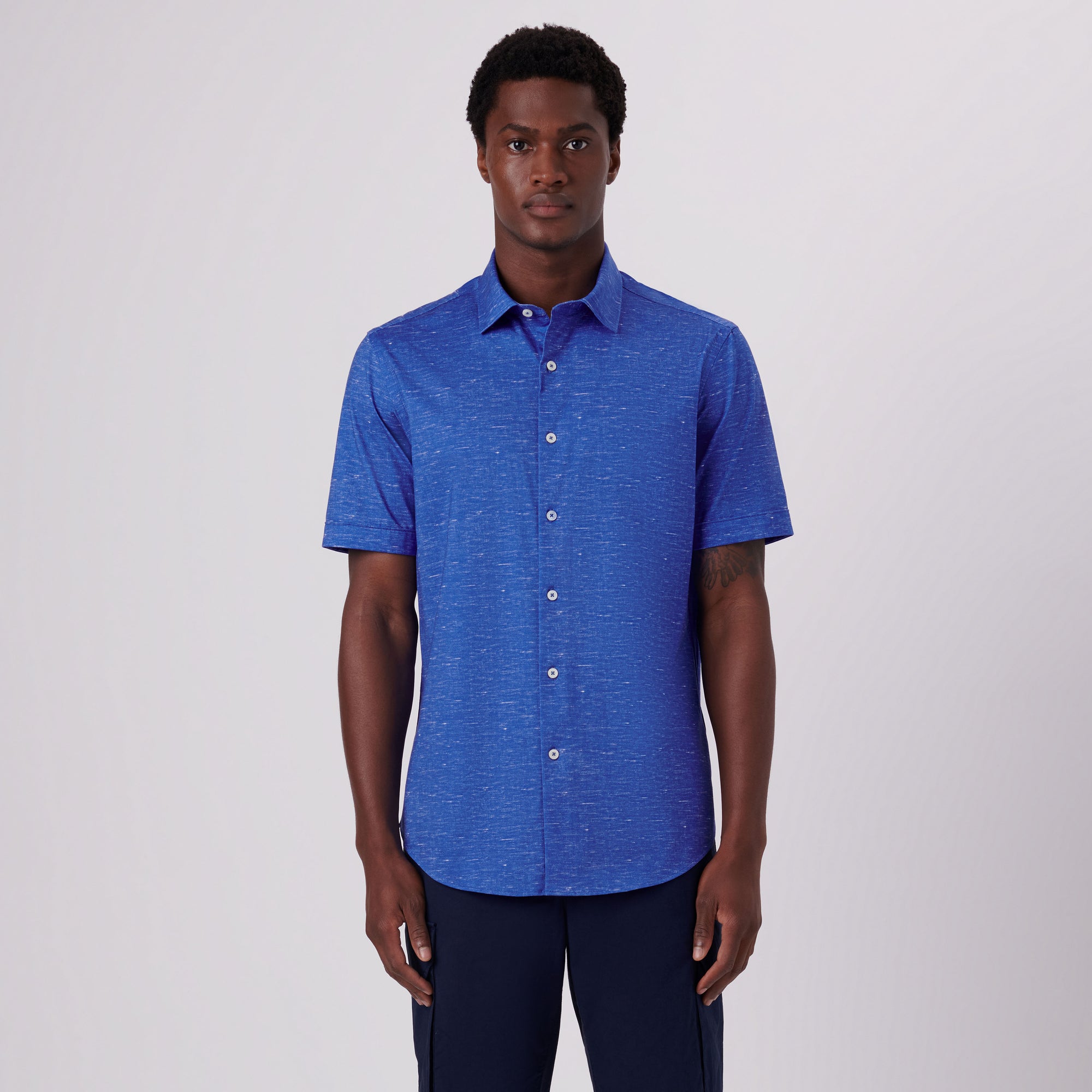 Miles Heather Print OoohCotton Short Sleeve Shirt