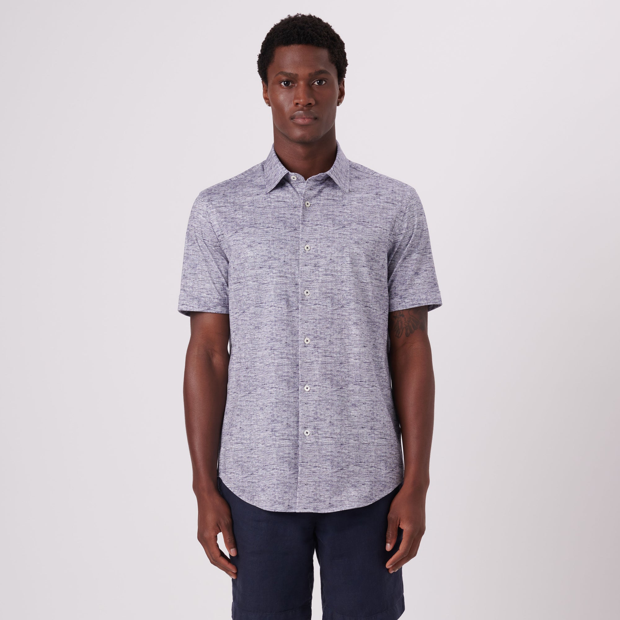 Miles Heather Print OoohCotton Short Sleeve Shirt