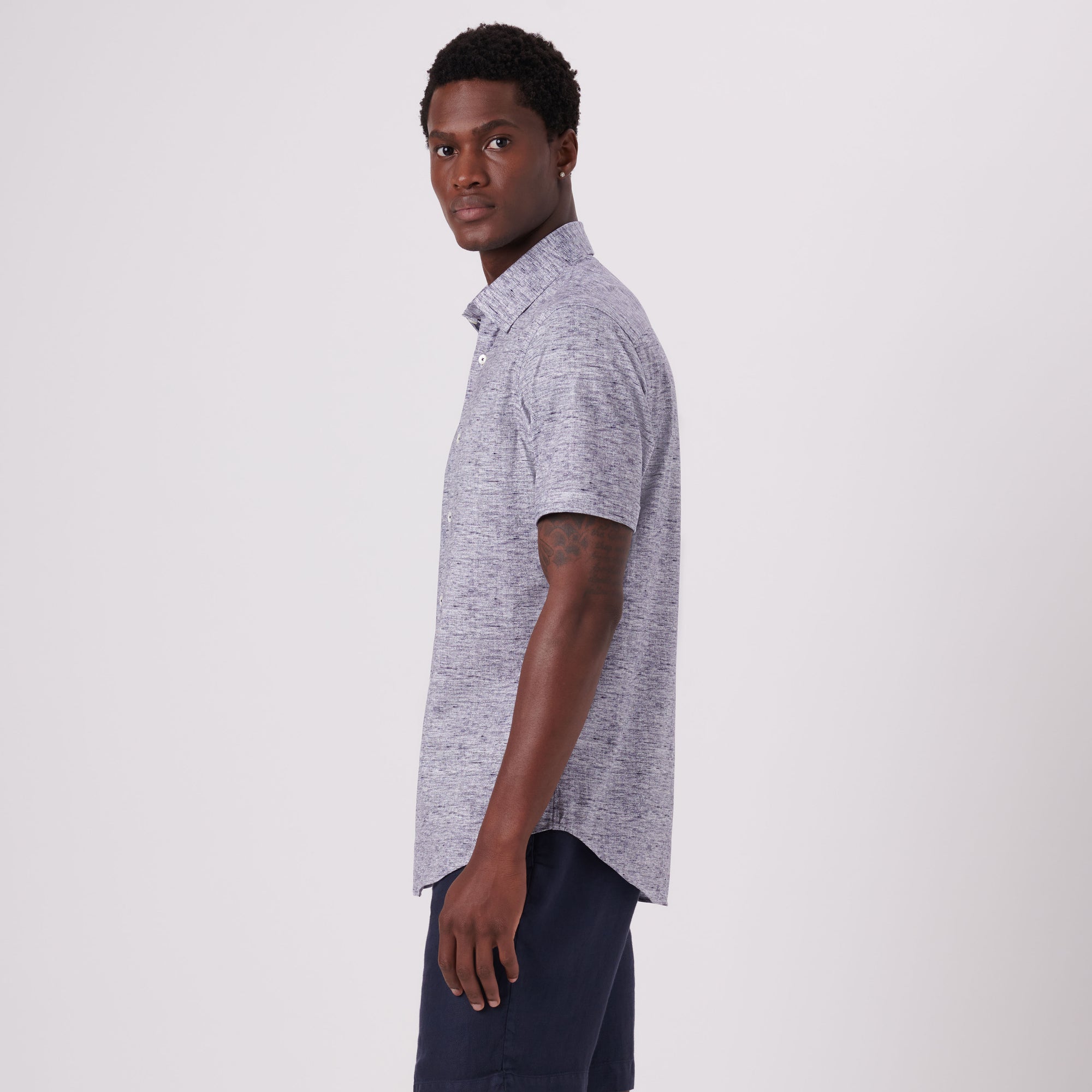 Miles Heather Print OoohCotton Short Sleeve Shirt