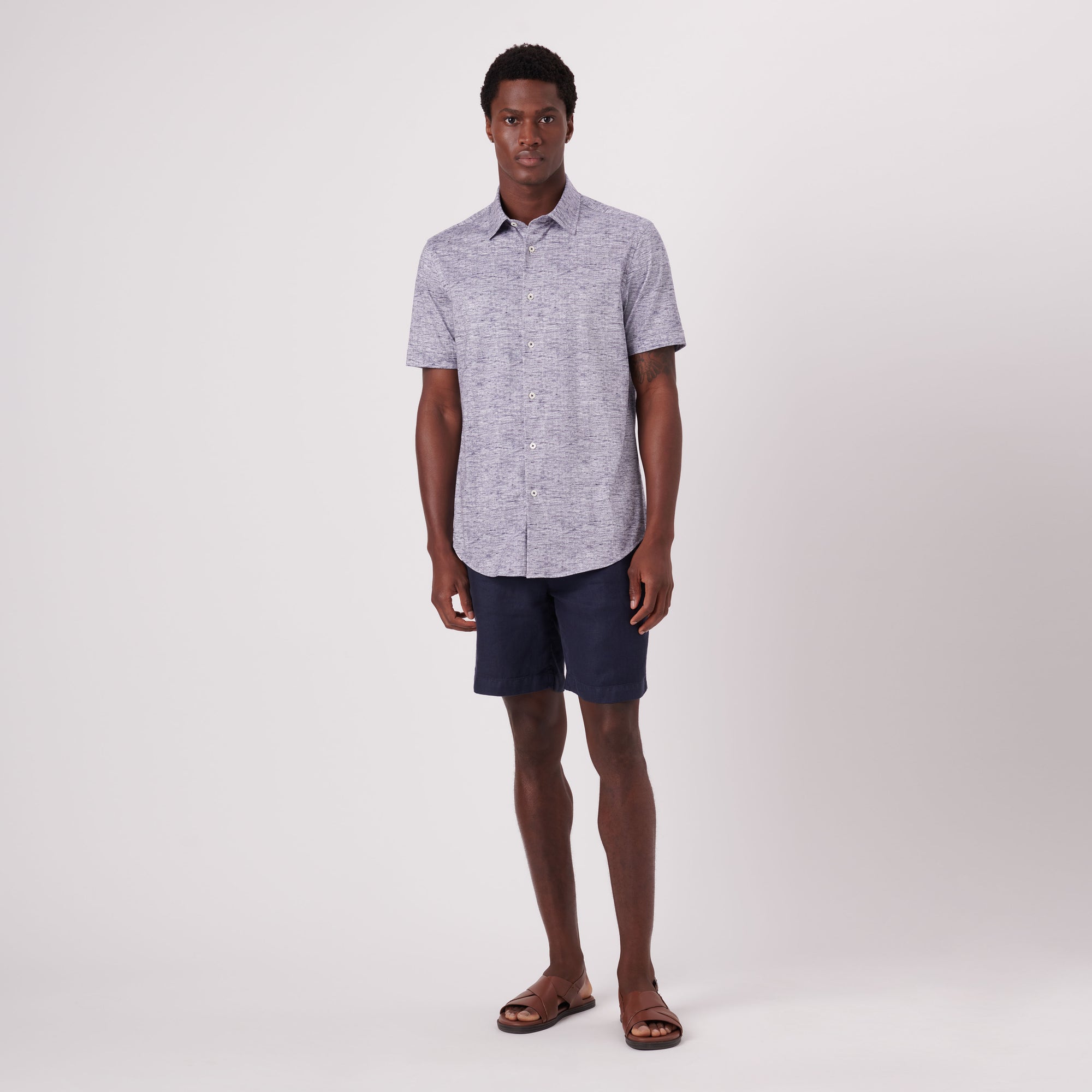 Miles Heather Print OoohCotton Short Sleeve Shirt