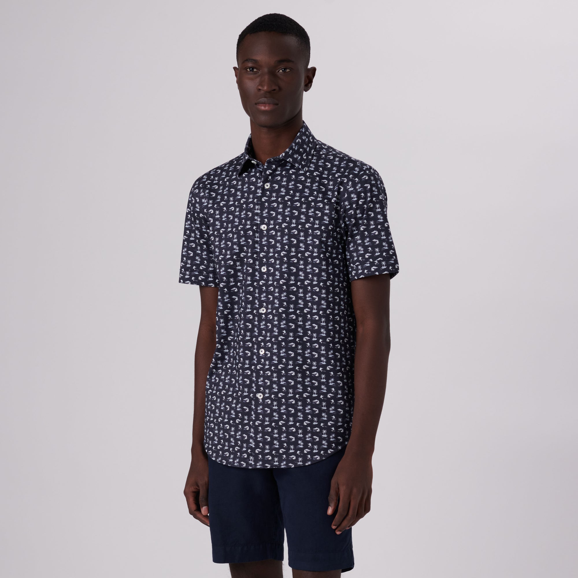 Miles Tropical Print OoohCotton Short Sleeve Shirt
