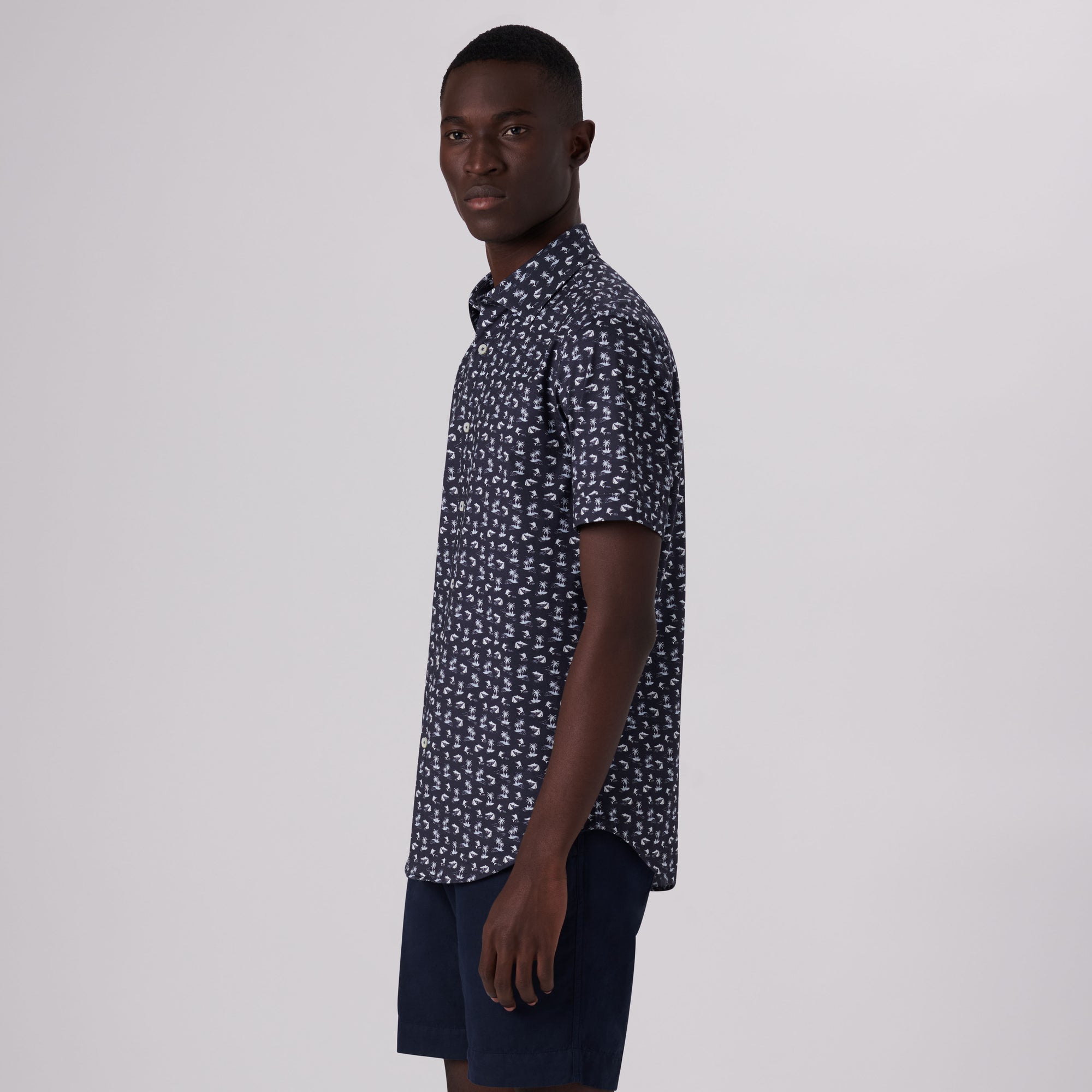 Miles Tropical Print OoohCotton Short Sleeve Shirt