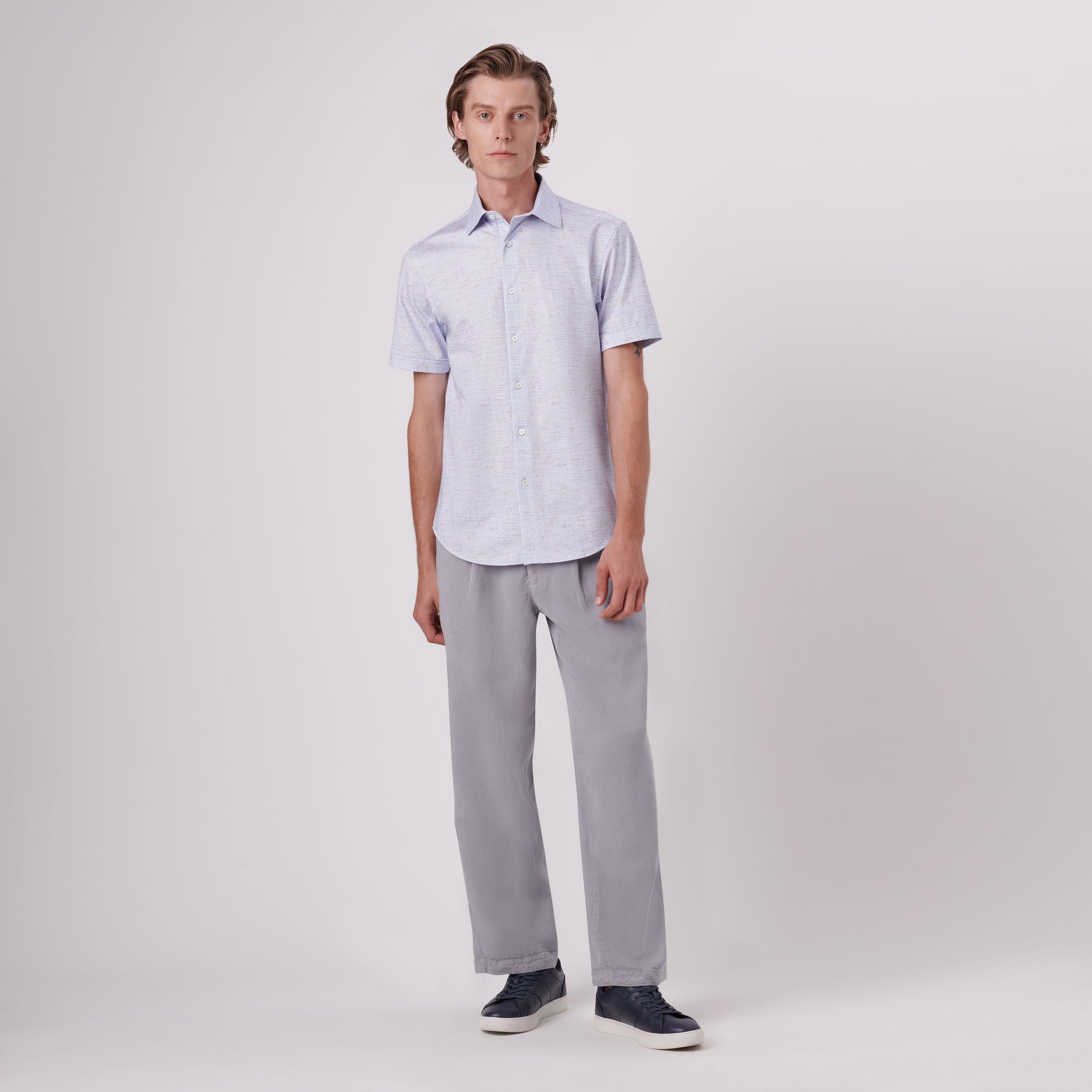 Miles Marled Print OoohCotton Short Sleeve Shirt