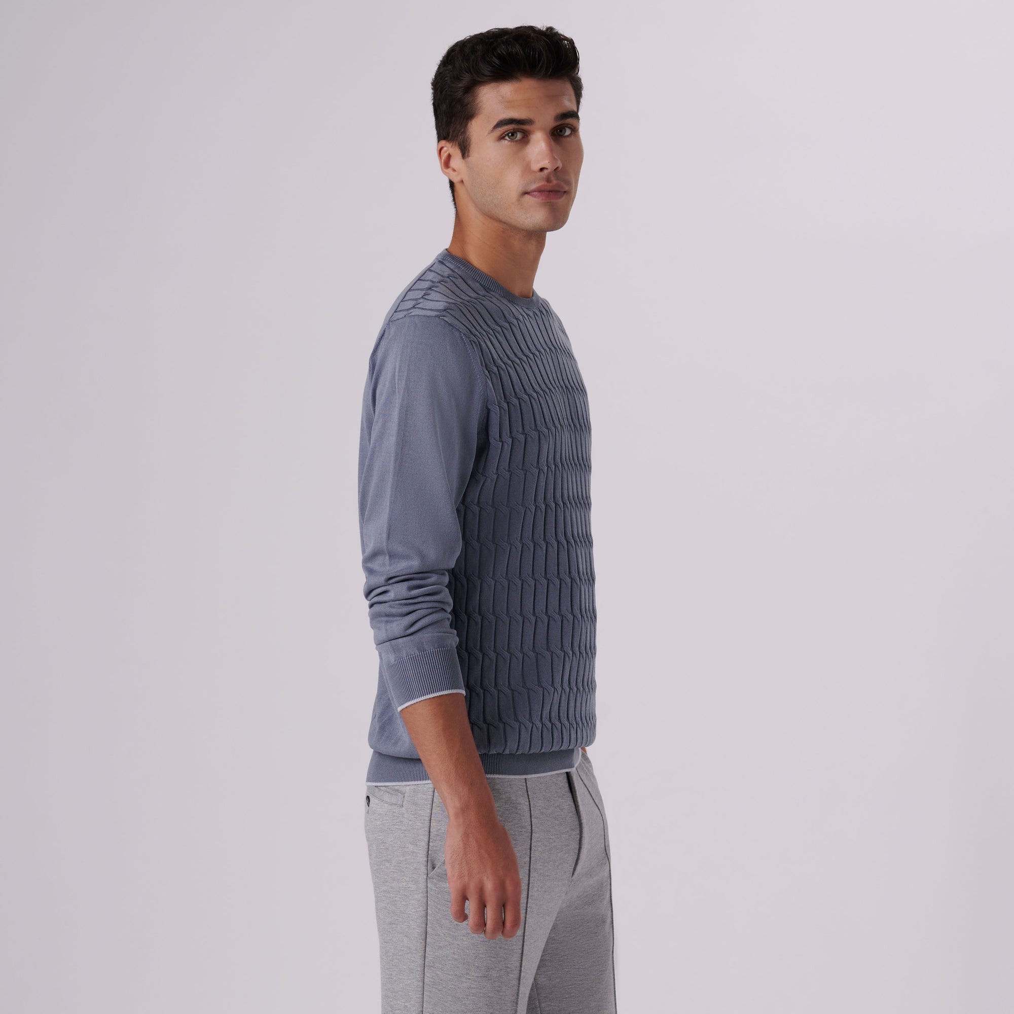 Knit Stitch Crew Neck Sweater