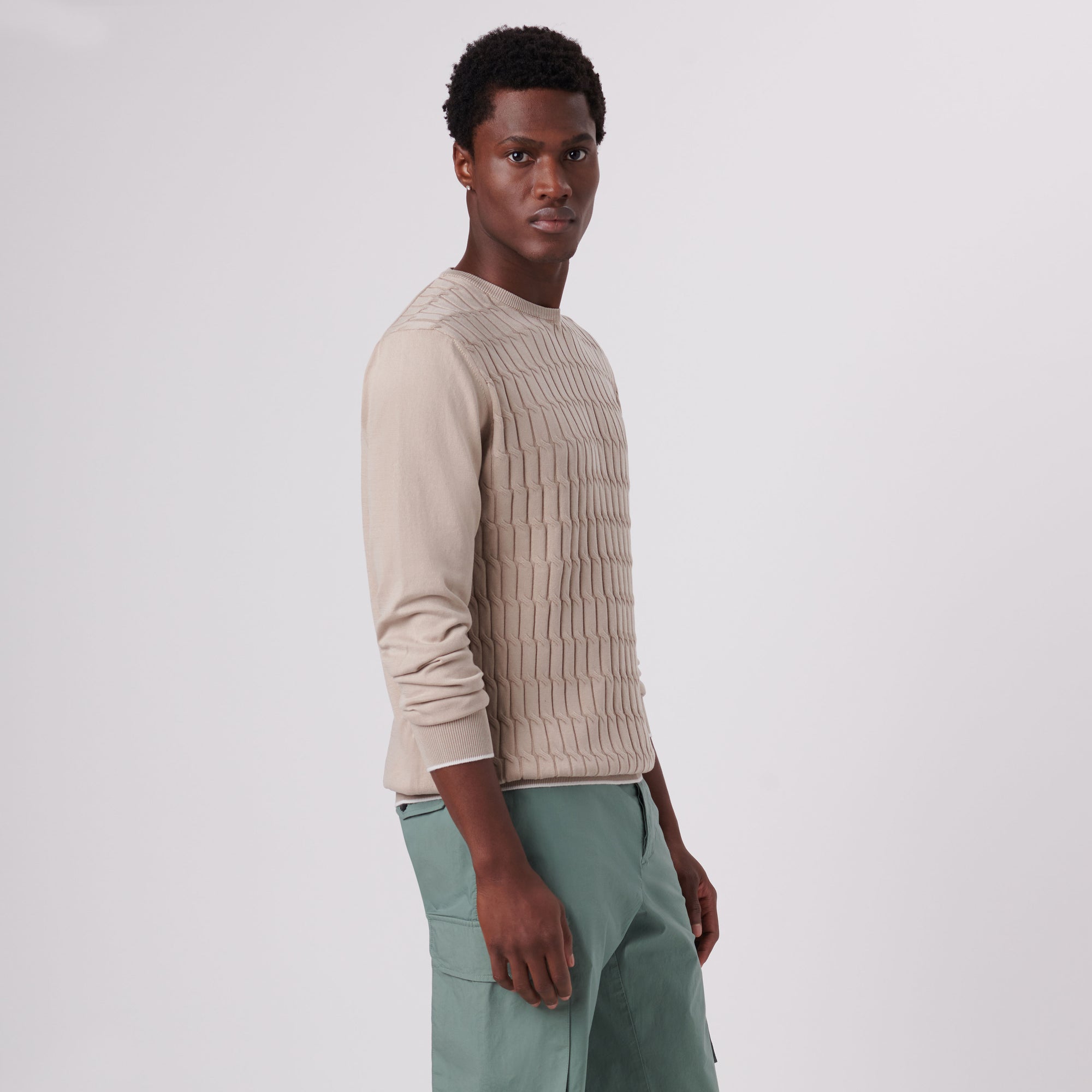 Knit Stitch Crew Neck Sweater