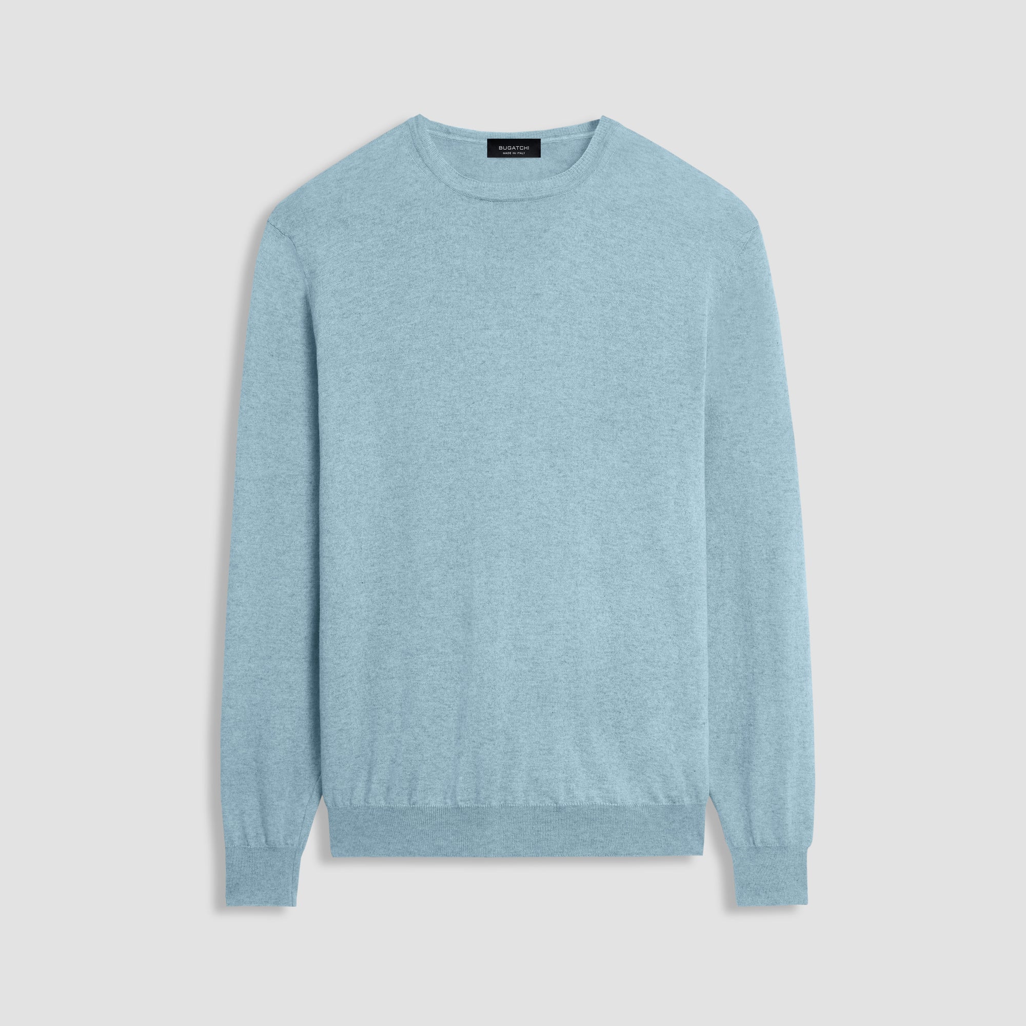 Solid Cotton Cashmere Crew Neck Sweater
