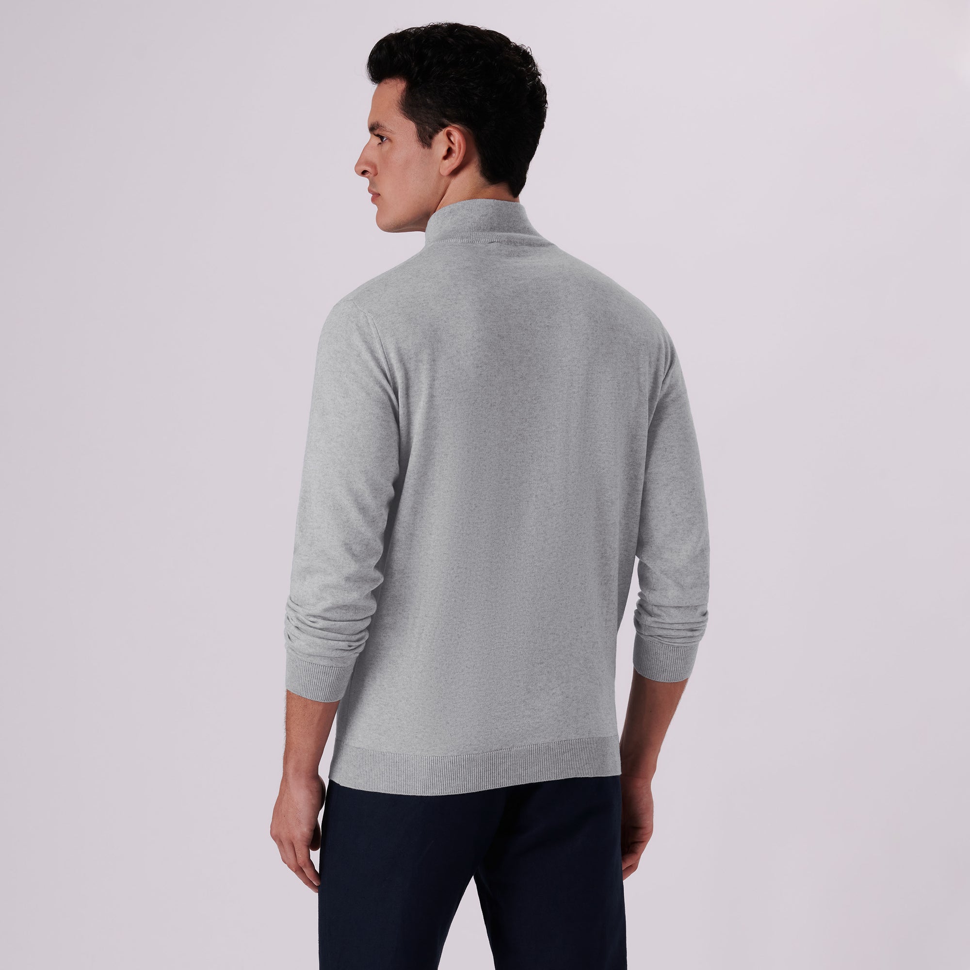Solid Cotton Cashmere Quarter Zip Sweater