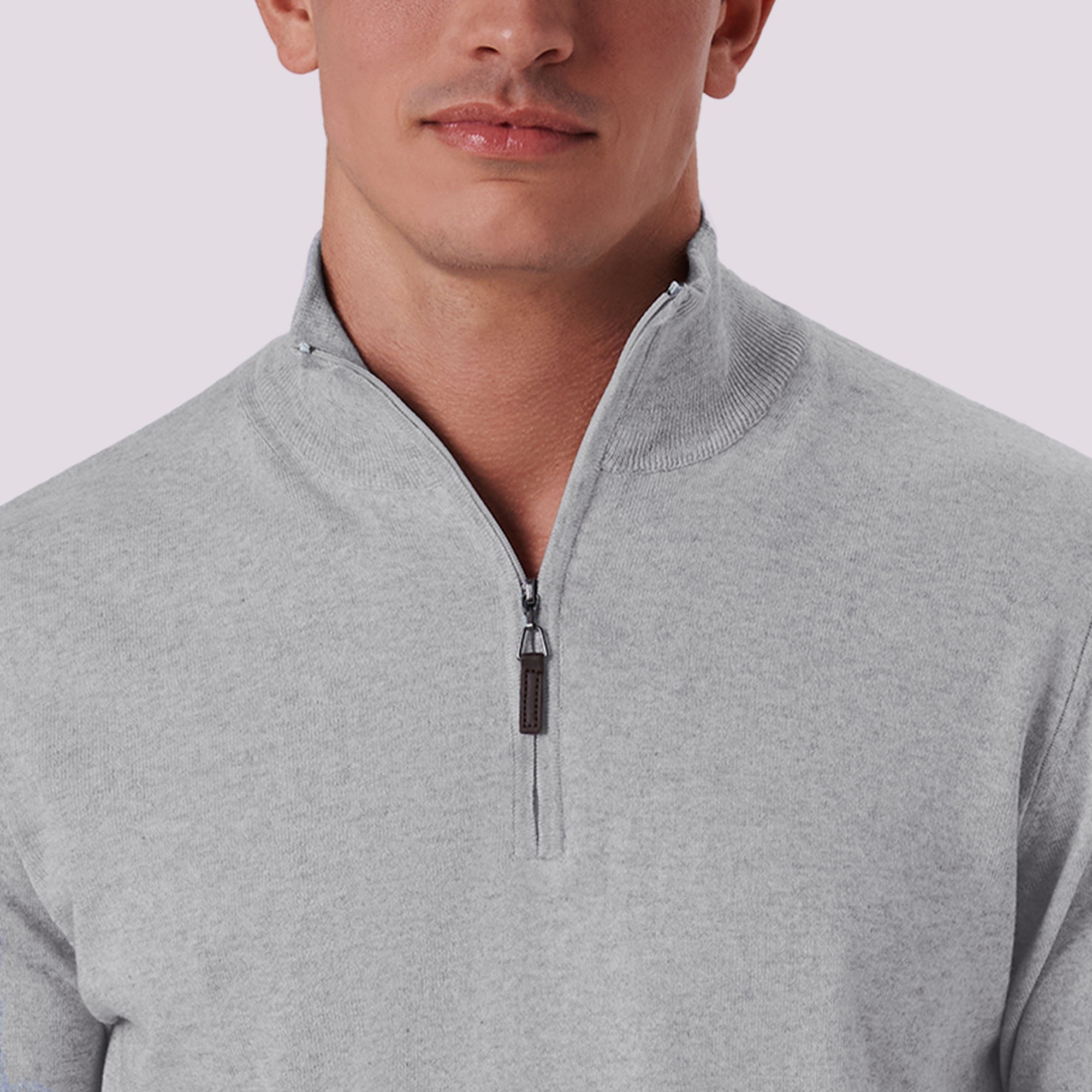 Solid Cotton Cashmere Quarter Zip Sweater