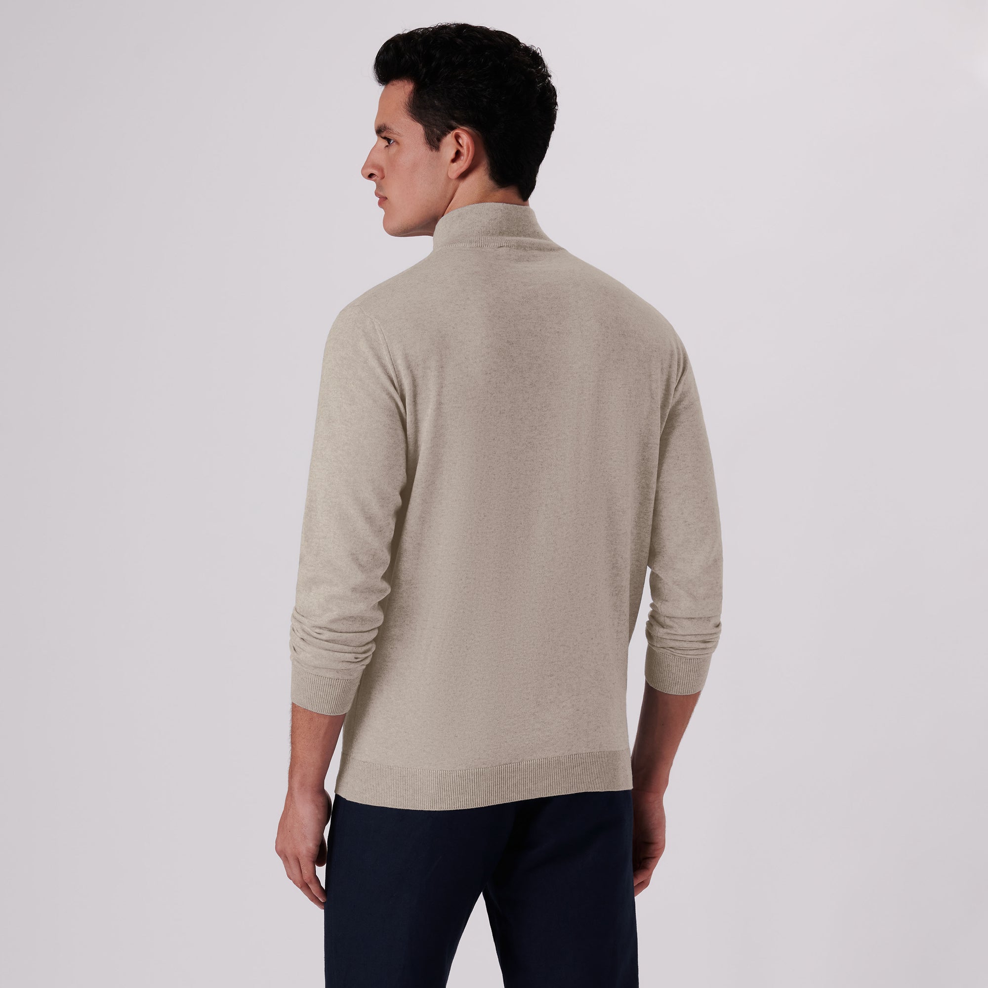 Solid Cotton Cashmere Quarter Zip Sweater