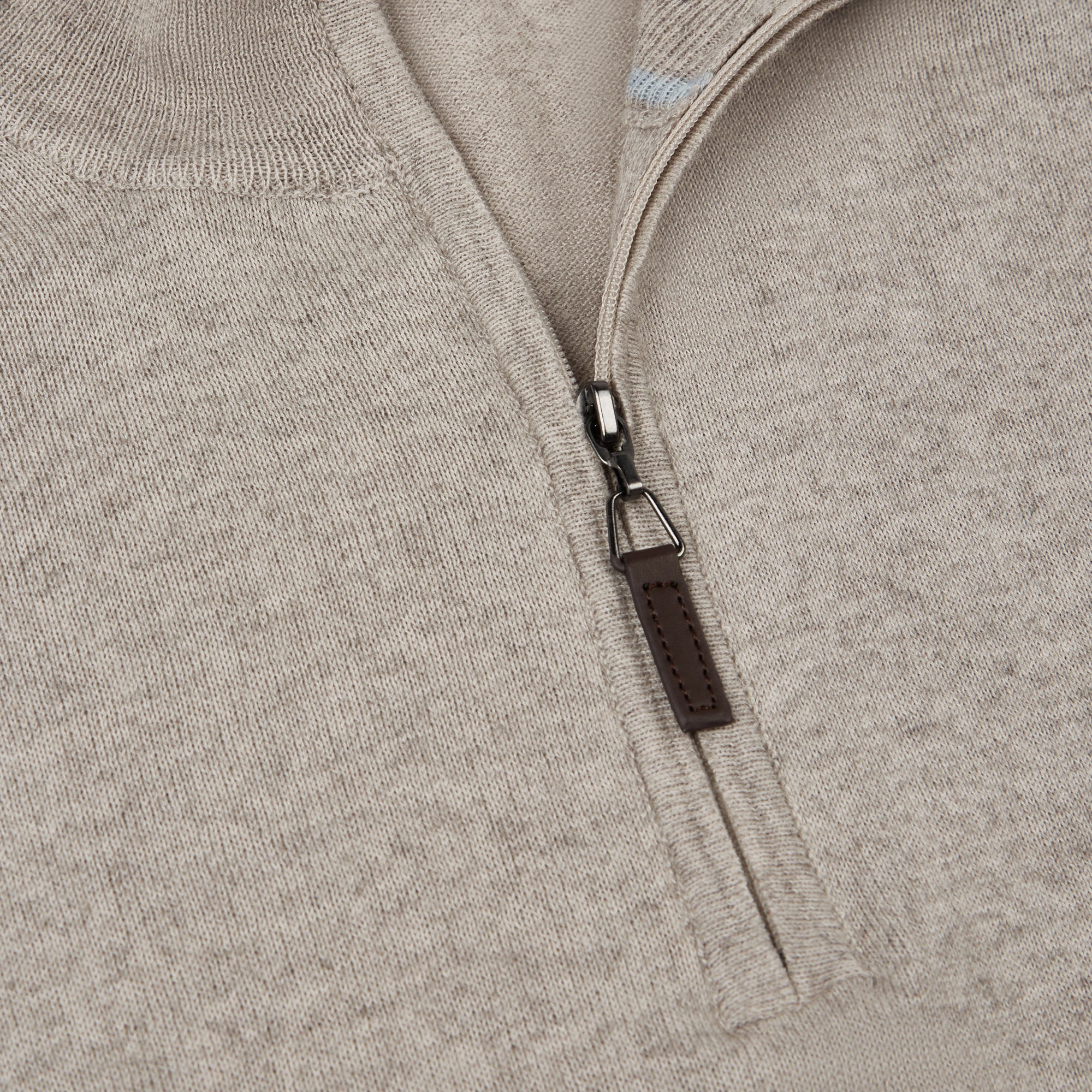 Solid Cotton Cashmere Quarter Zip Sweater