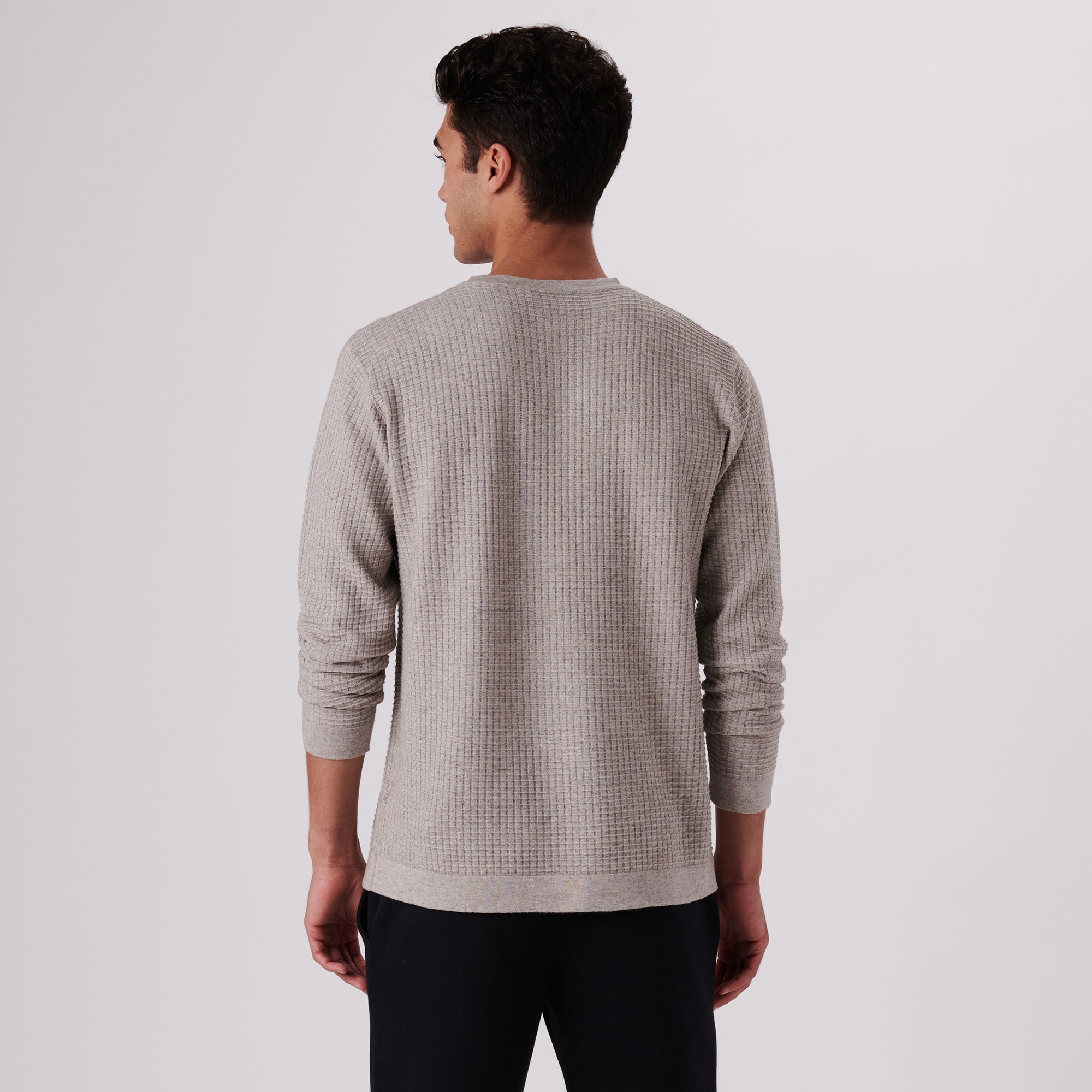 Waffle Knit Cotton Cashmere Crew Neck Sweater