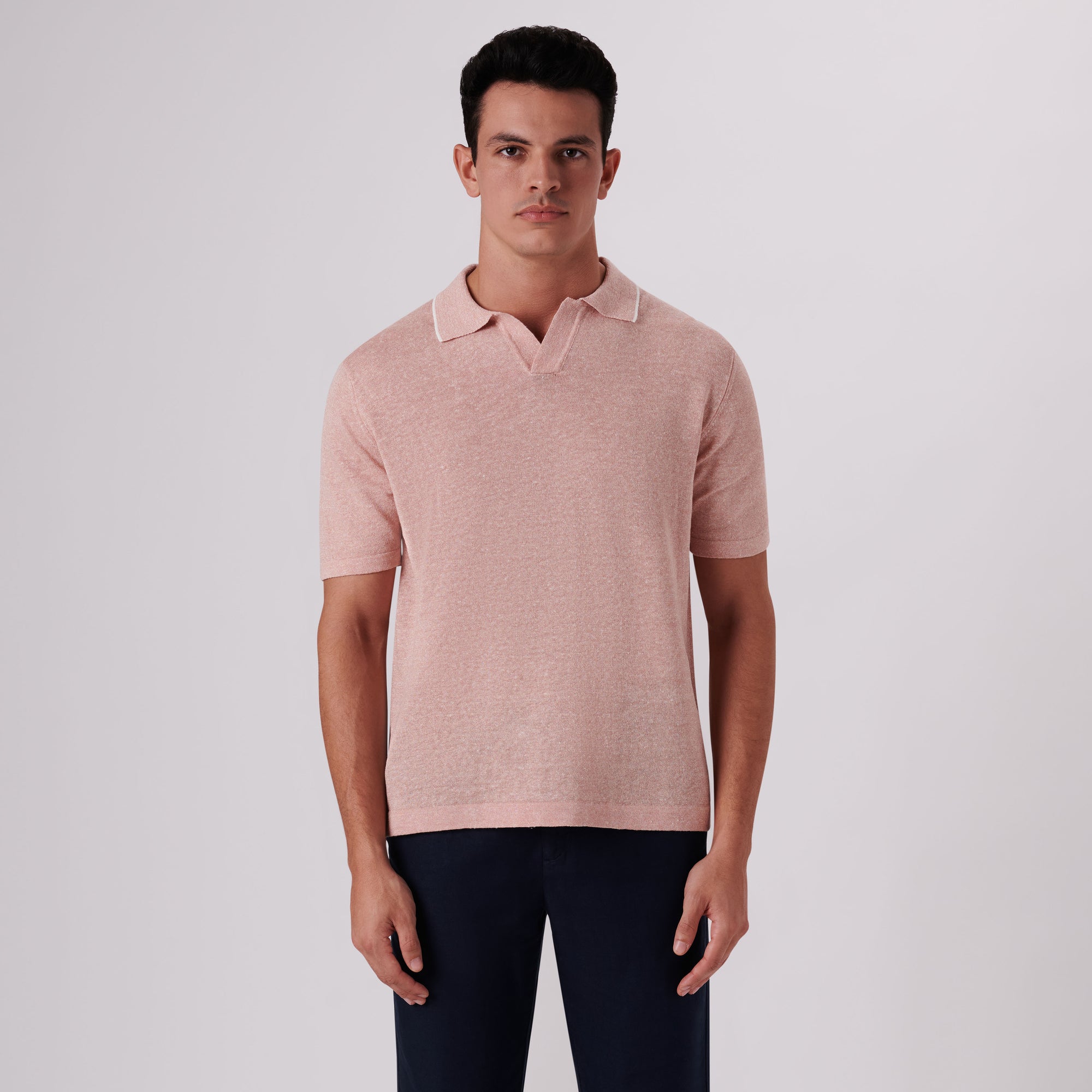 Melange Short Sleeve Riviera V-Neck Sweater