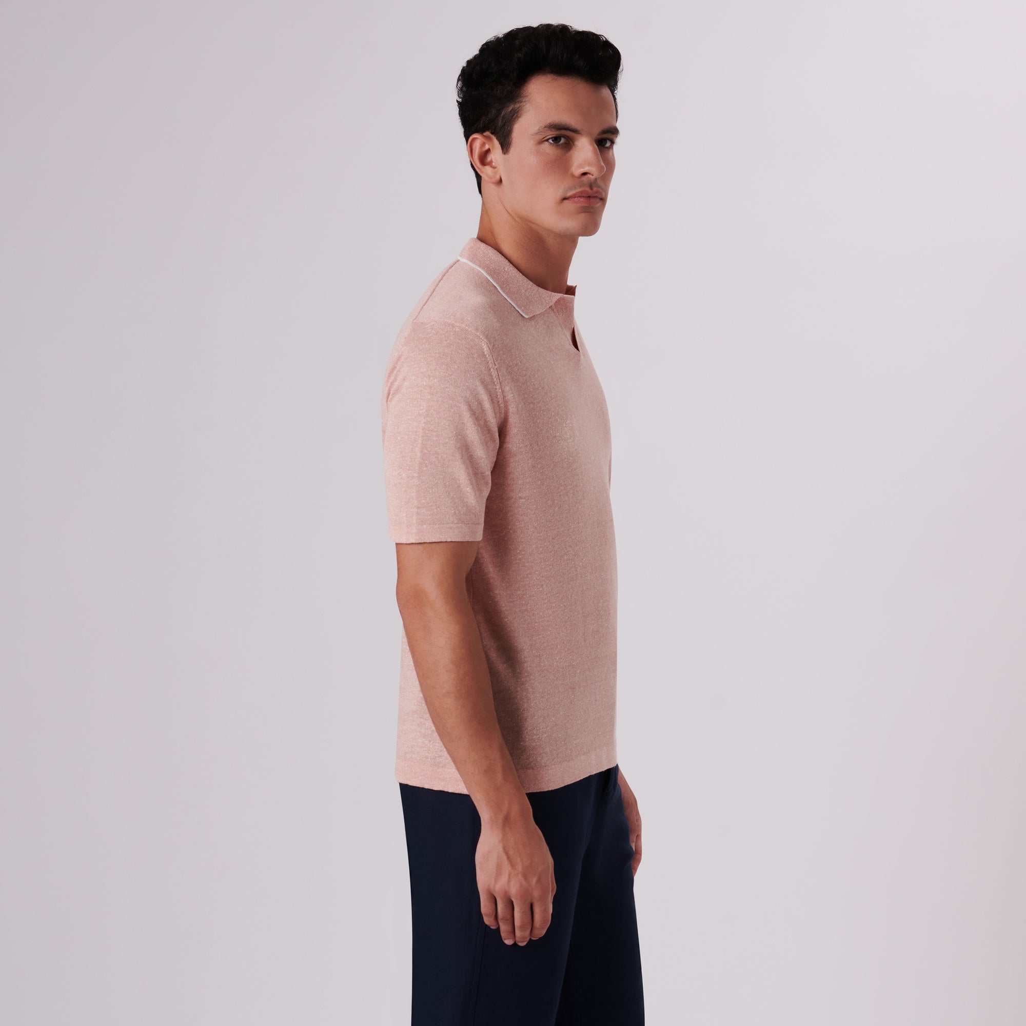 Melange Short Sleeve Riviera V-Neck Sweater