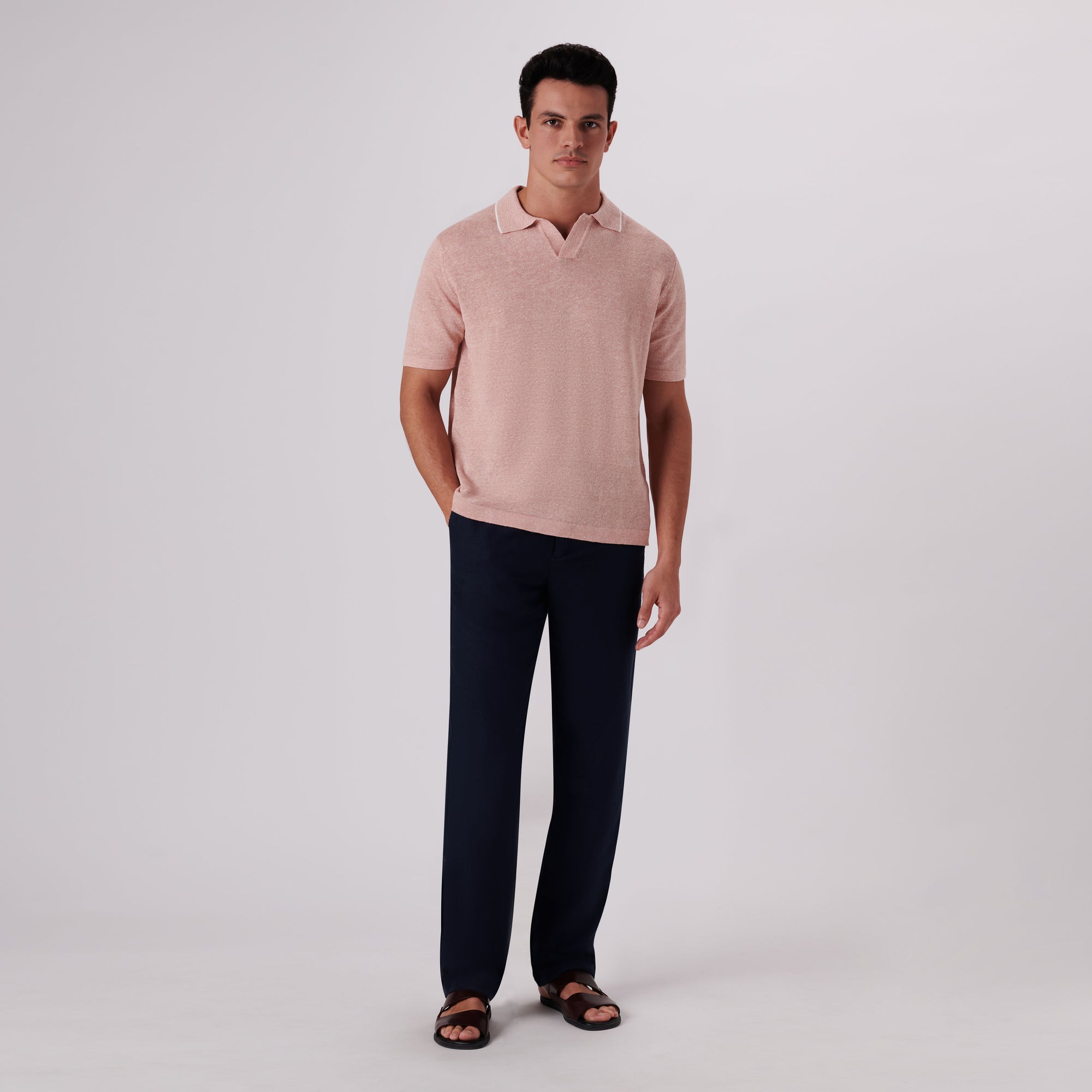 Melange Short Sleeve Riviera V-Neck Sweater