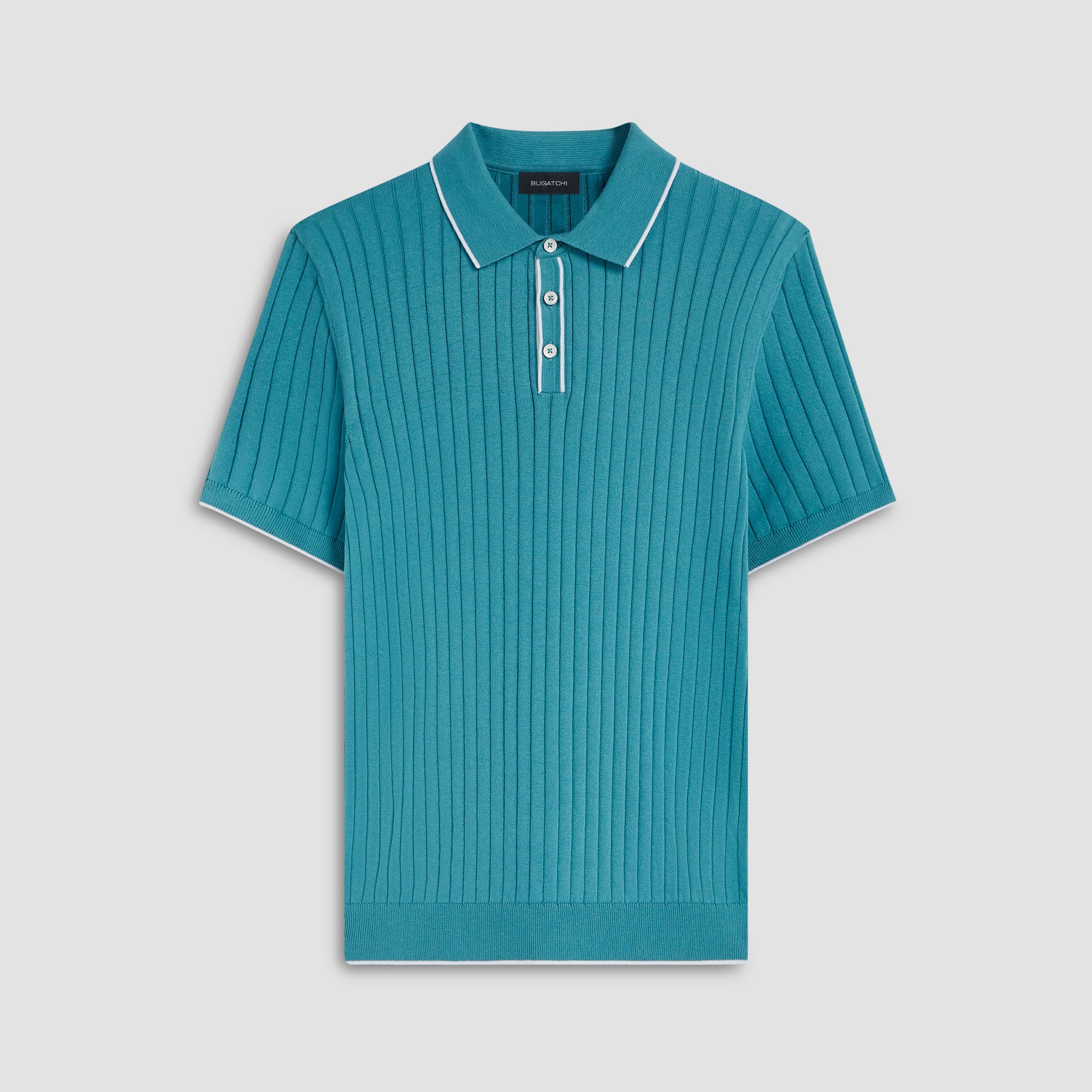 Rib Knit Short Sleeve Polo Sweater