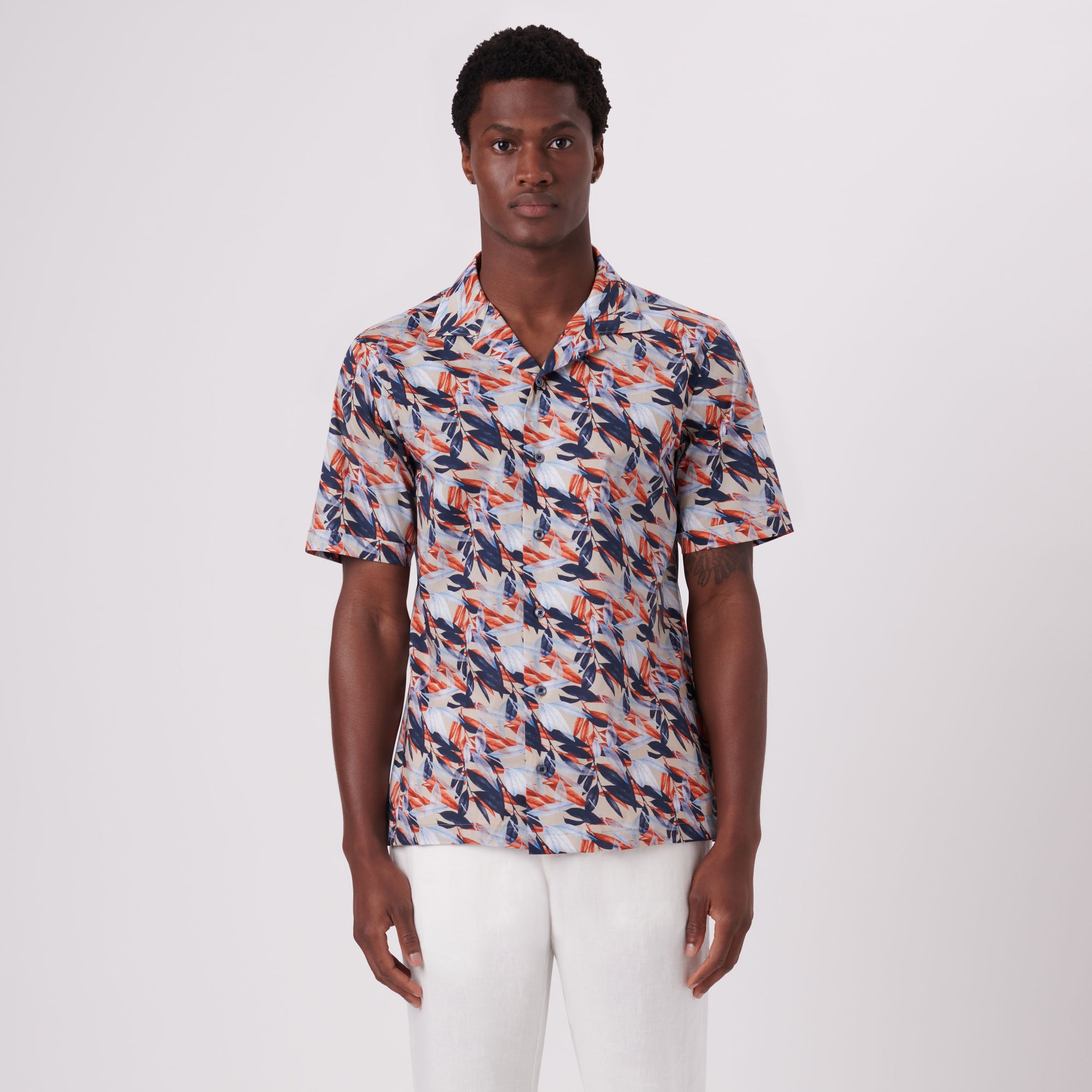 Jackson Leaf Print Short Sleeve Shirt