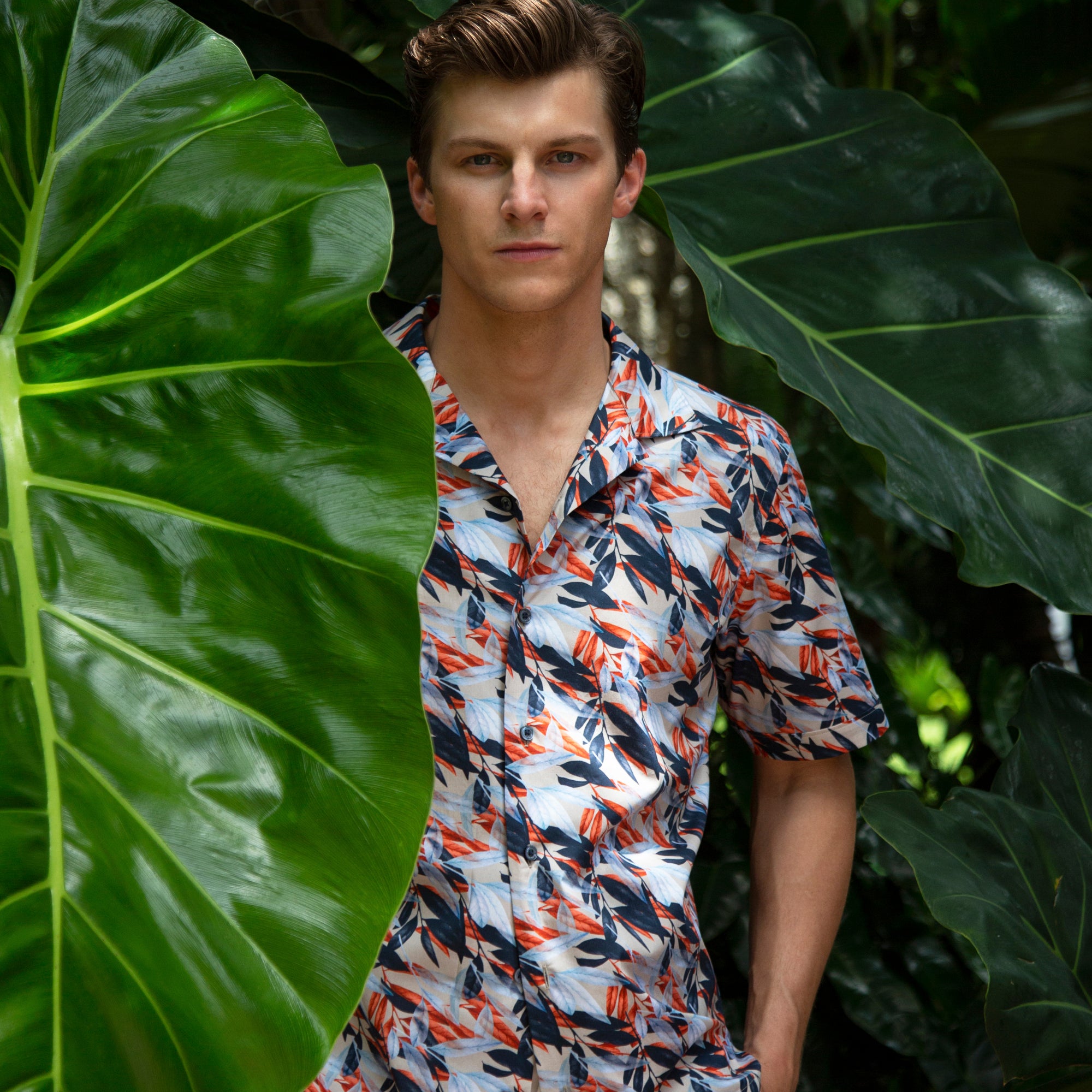 Jackson Leaf Print Short Sleeve Shirt