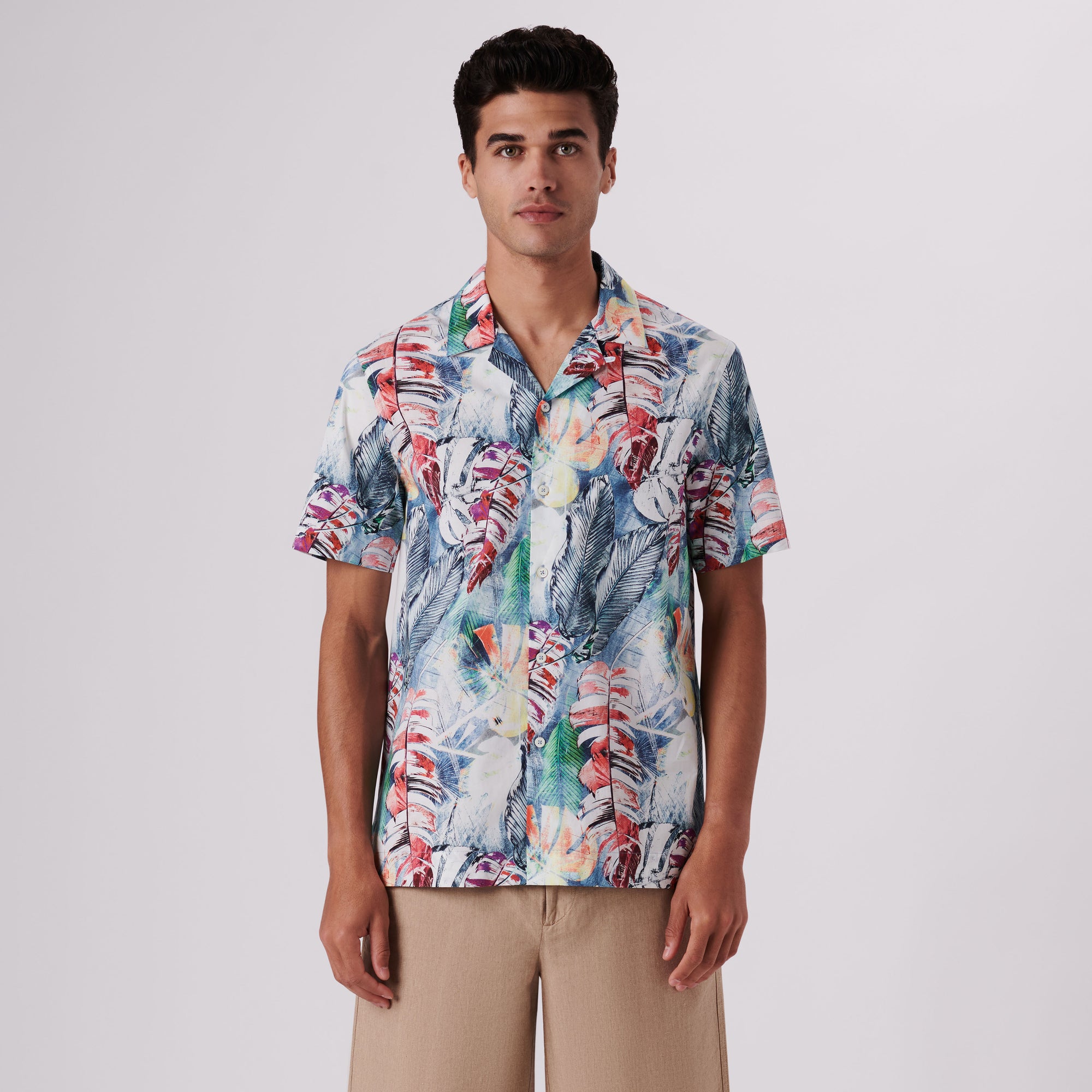 Jackson Leaf Print Short Sleeve Shirt