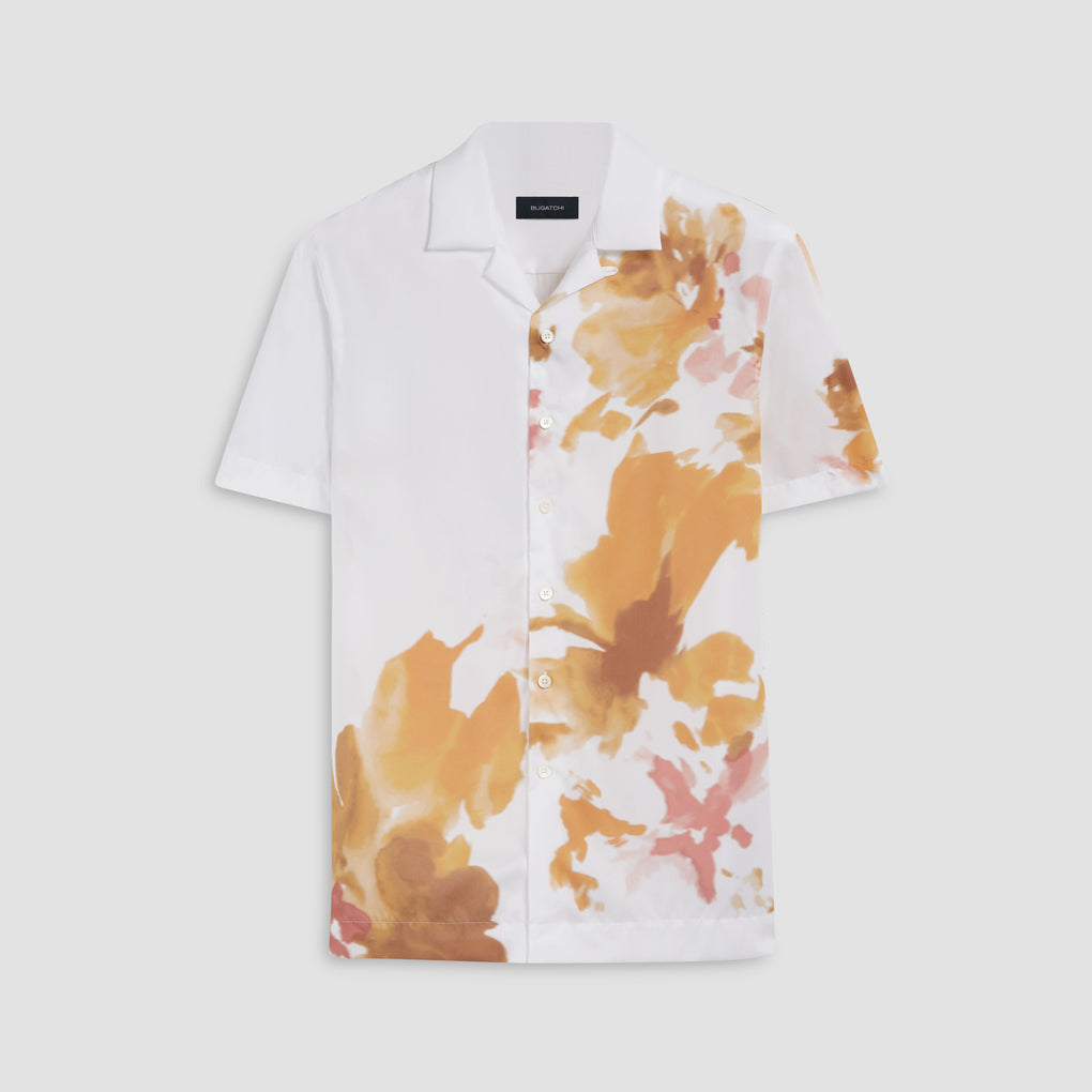 Jackson Abstract Print Short Sleeve Shirt in Dandelion – BUGATCHI