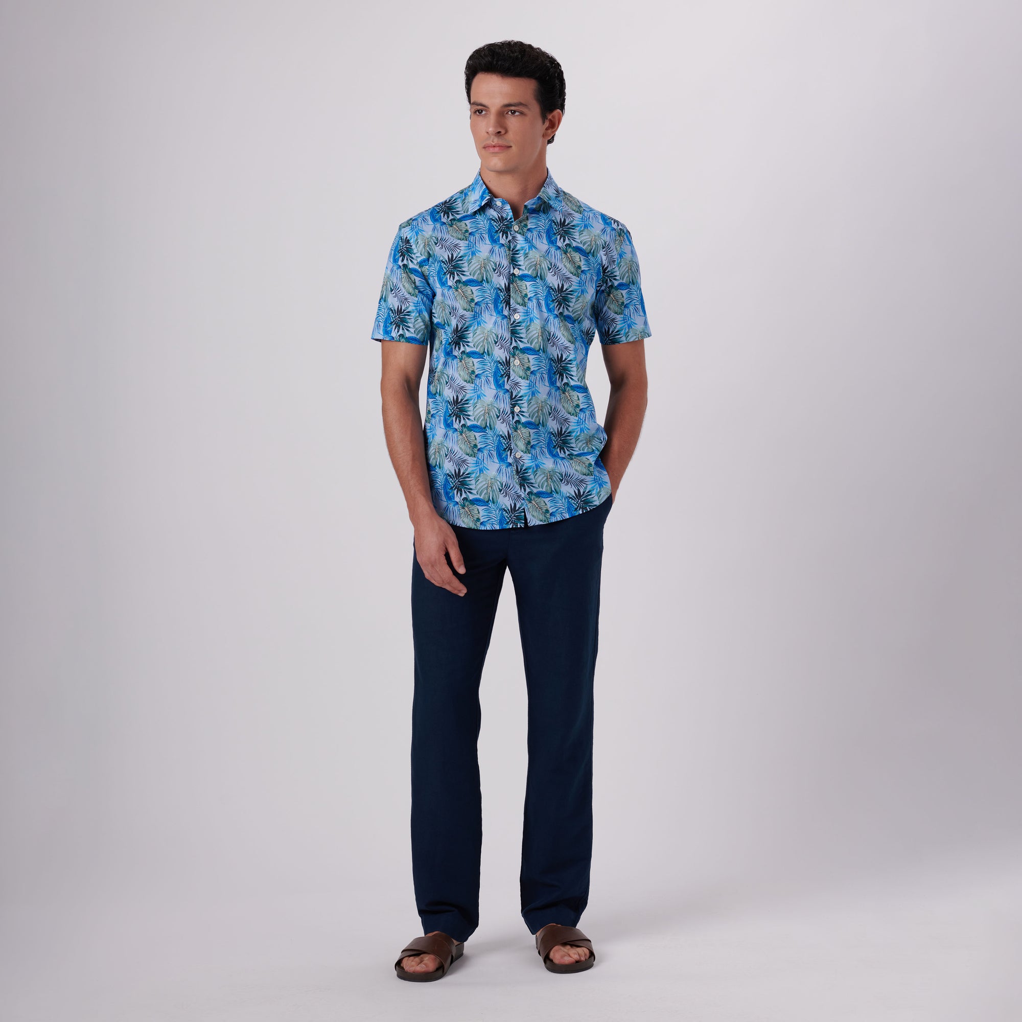 Orson Leaf Print Short Sleeve Shirt