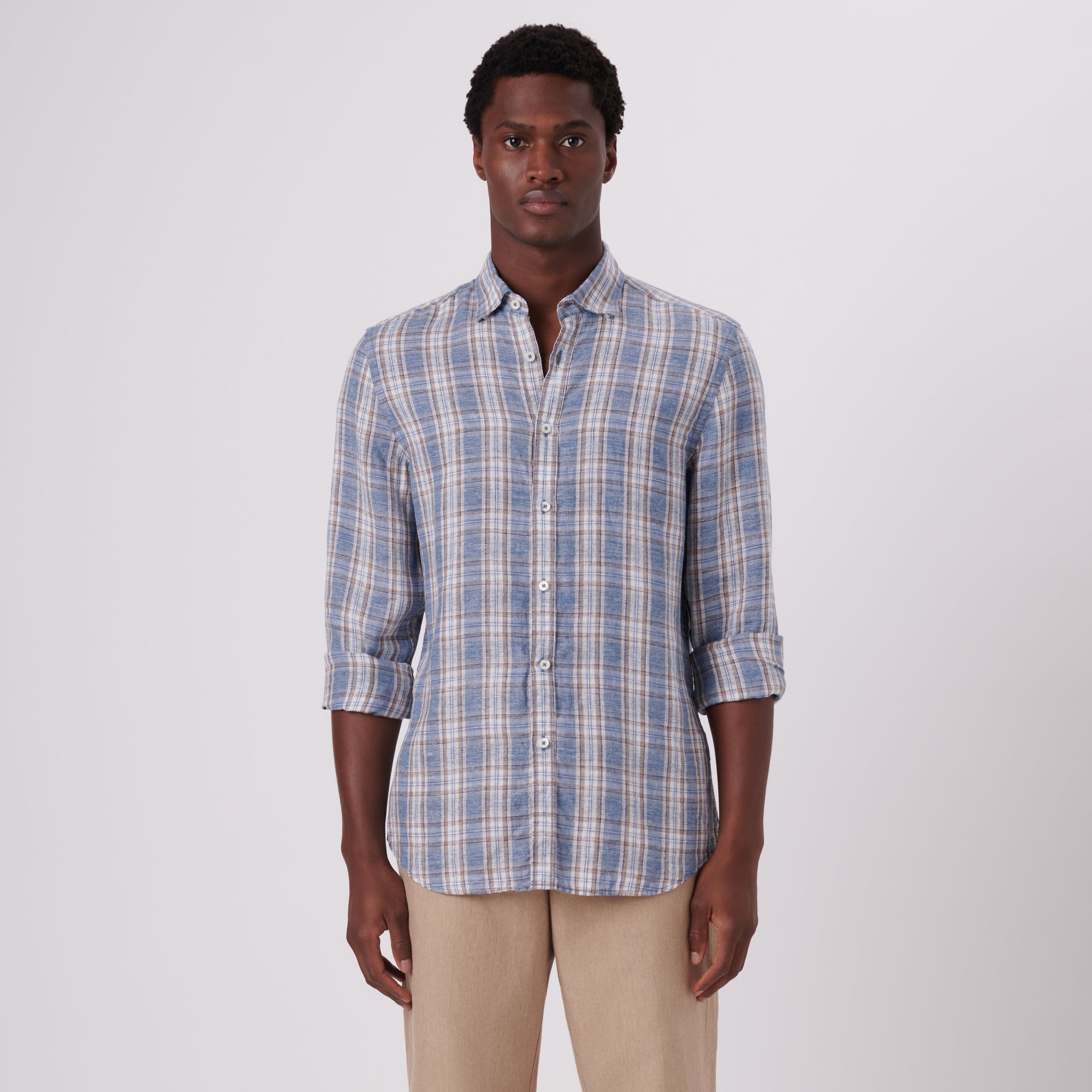 Karl Plaid Check Linen Shirt