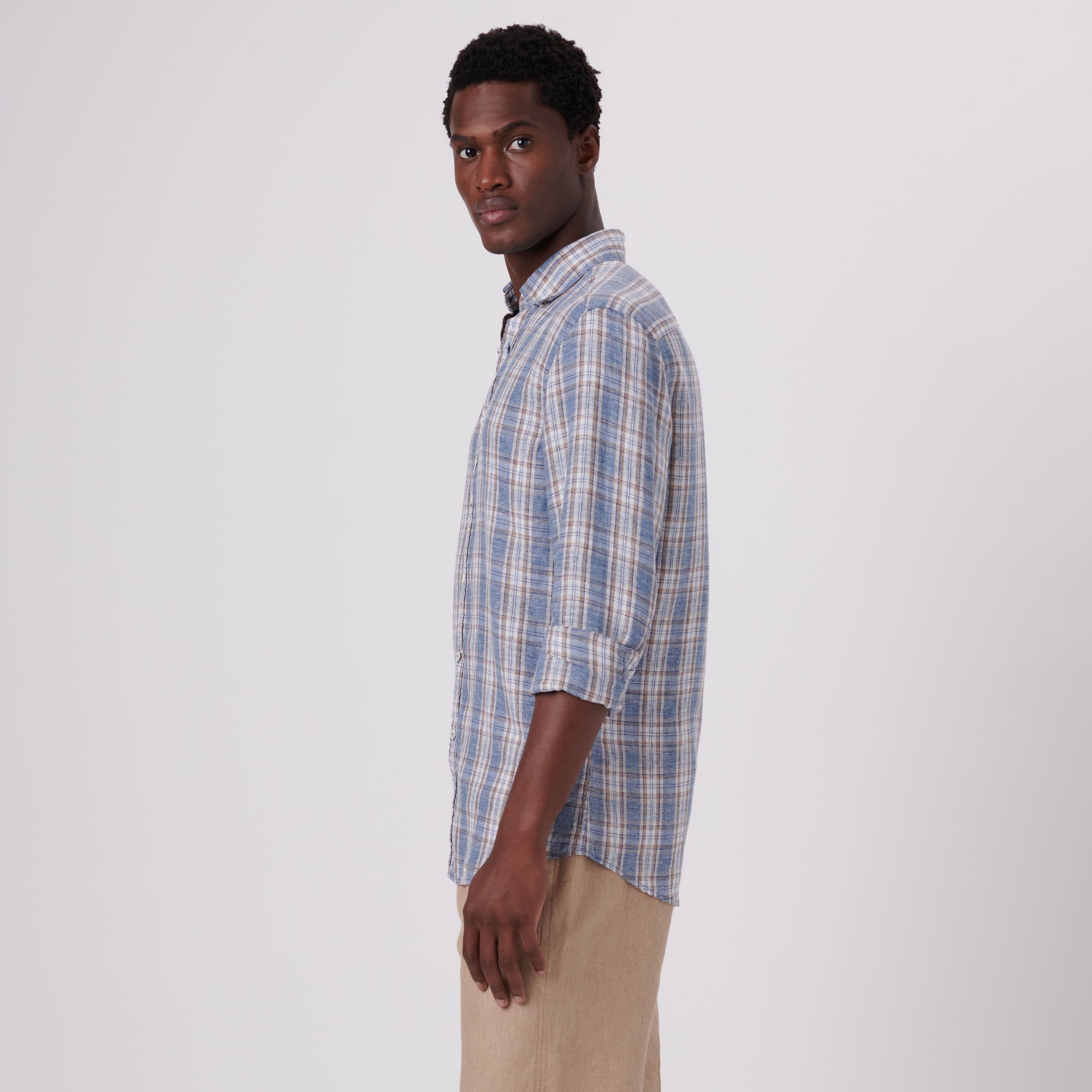 Karl Plaid Check Linen Shirt