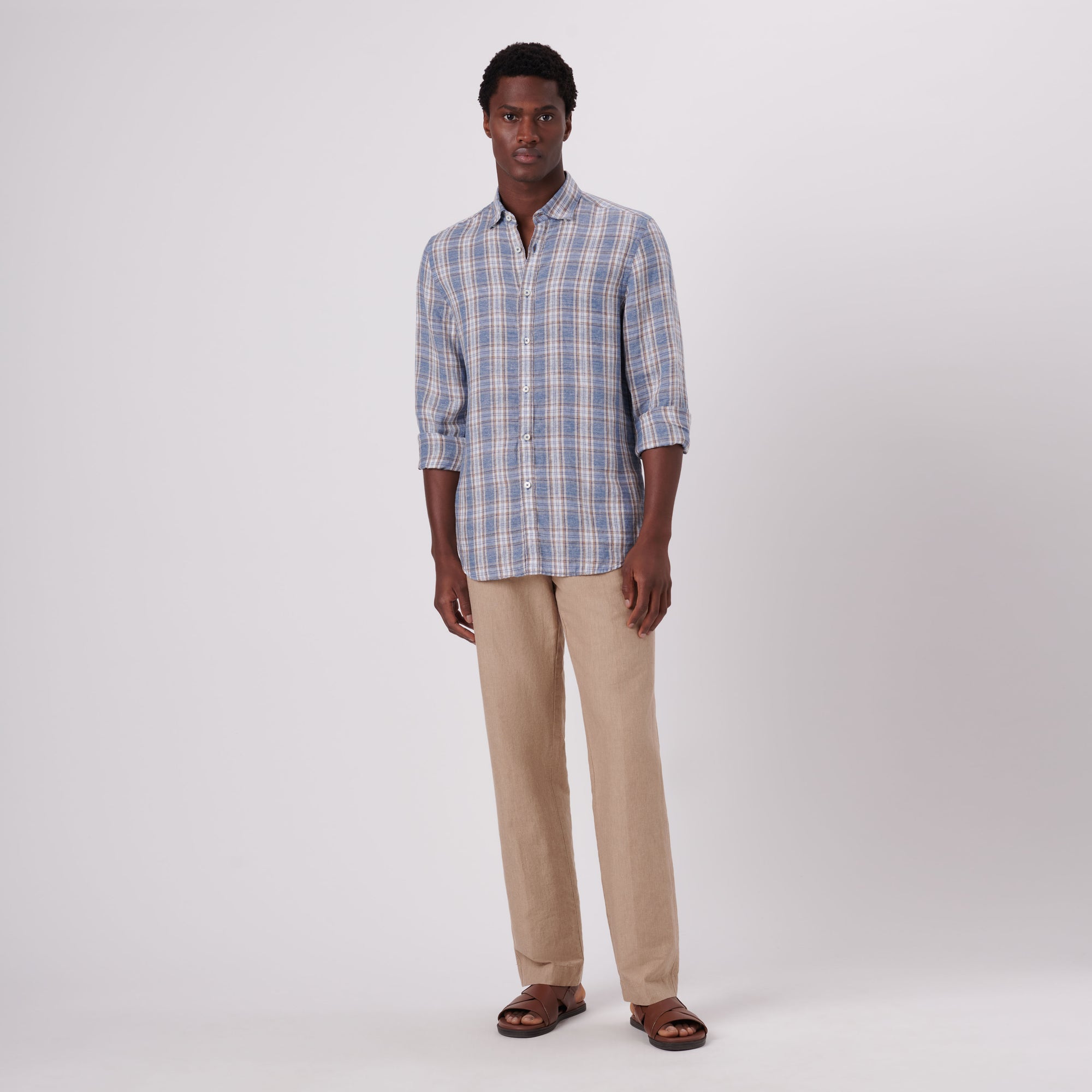 Karl Plaid Check Linen Shirt