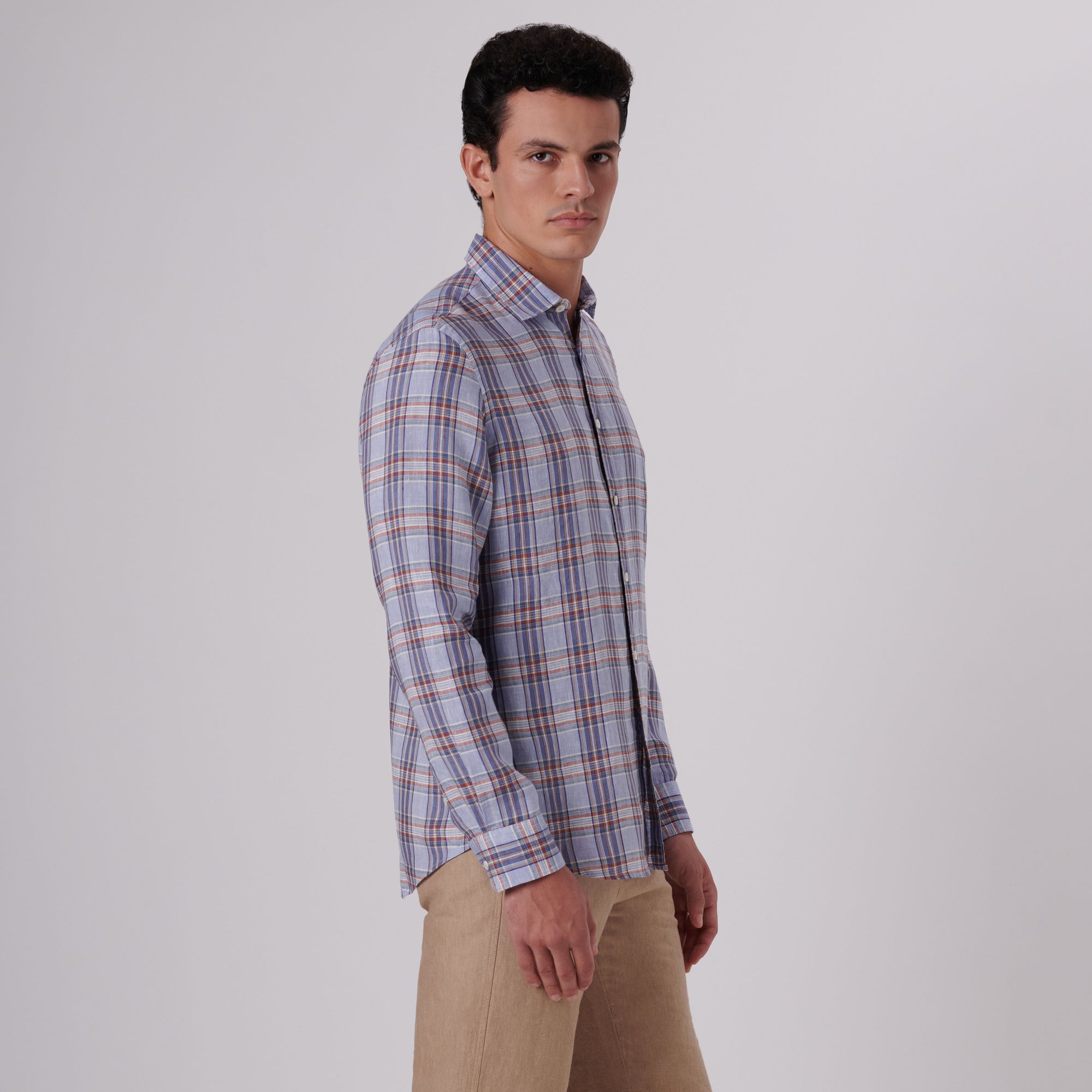 Julian Plaid Check Linen Shirt