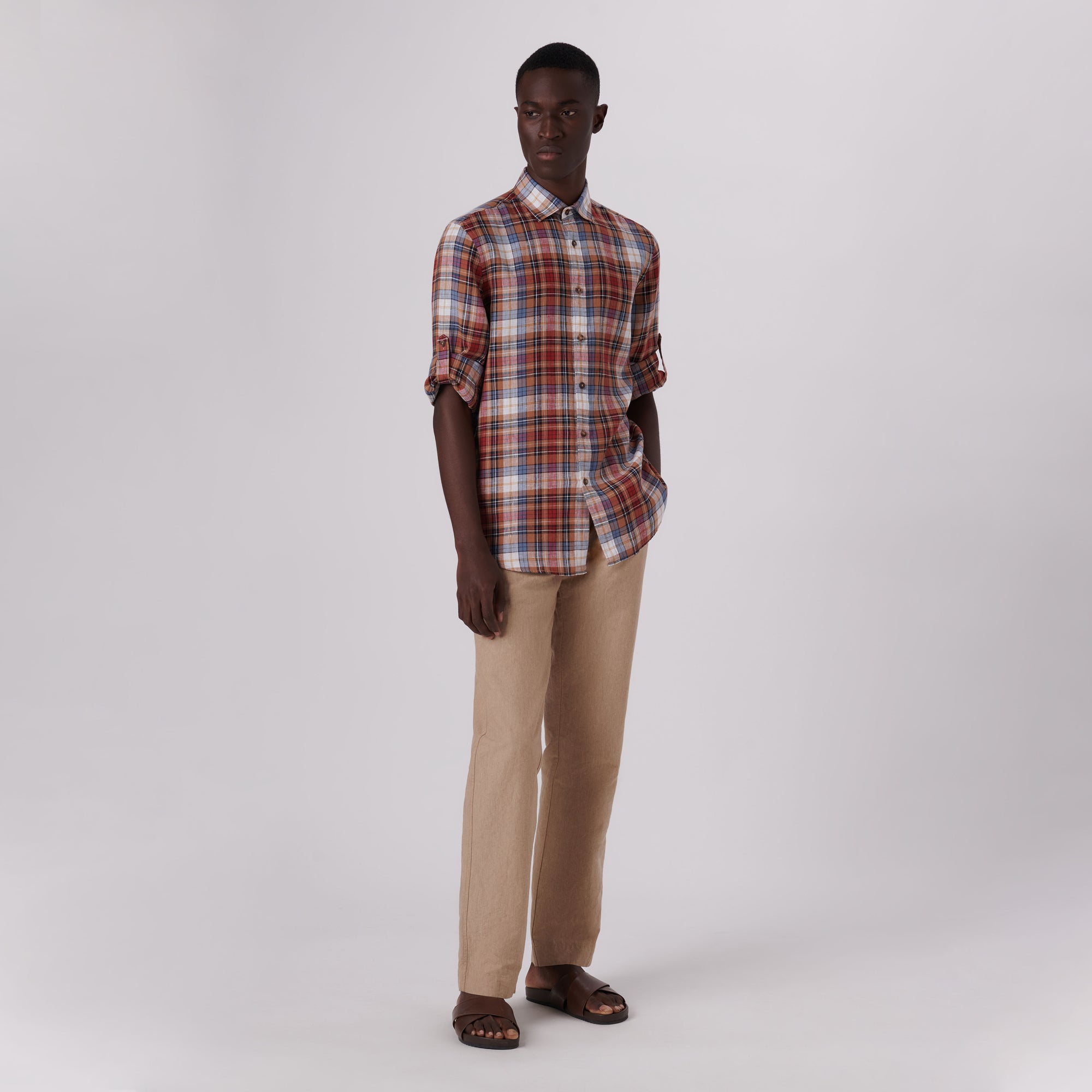Julian Plaid Check Linen Shirt
