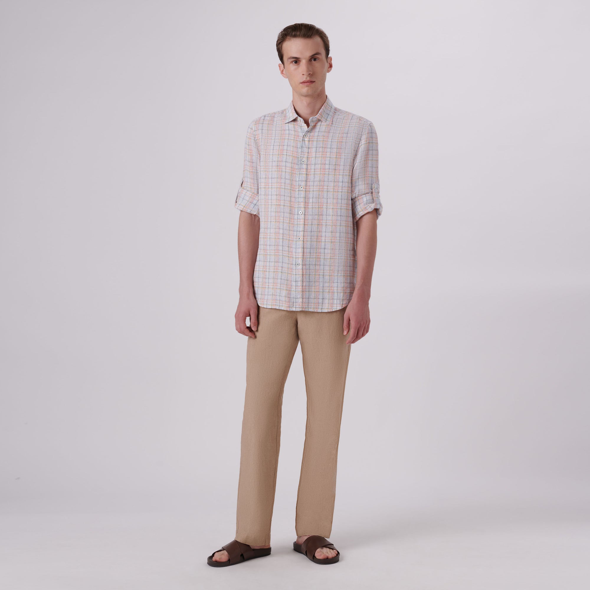 Julian Multi Check Linen Shirt