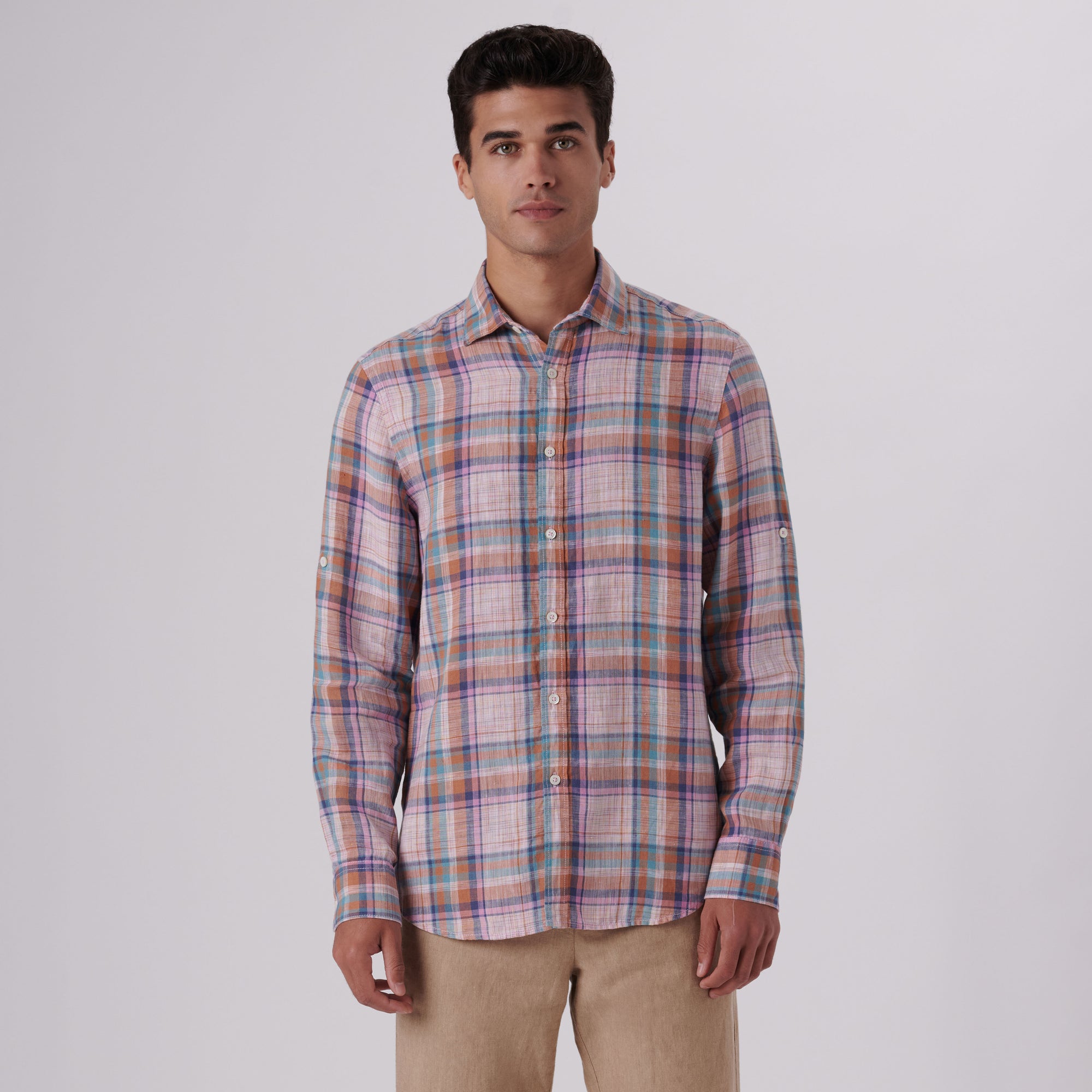 Julian Madras Check Linen Shirt