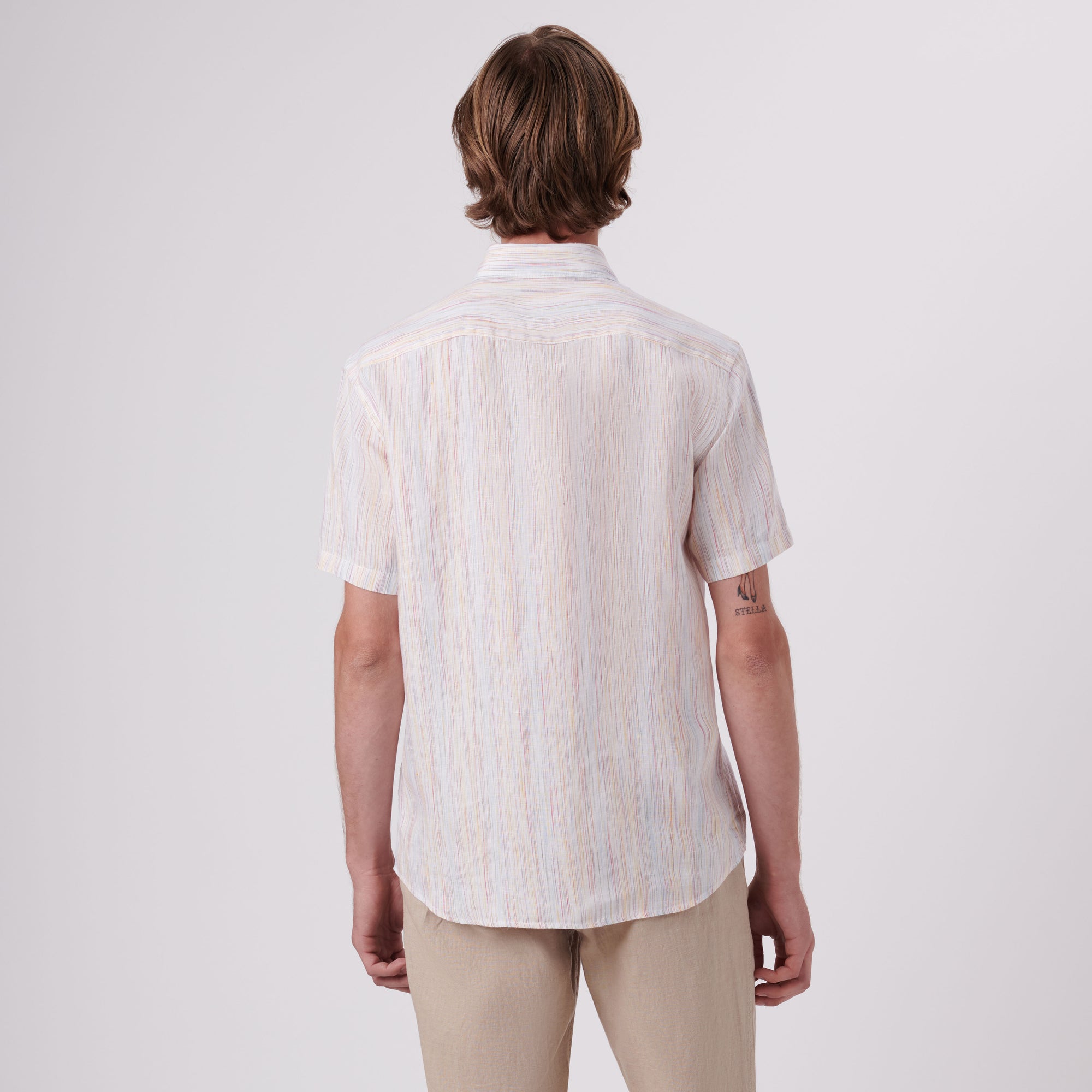 Orson Chalk Stripe Short Sleeve Linen Shirt