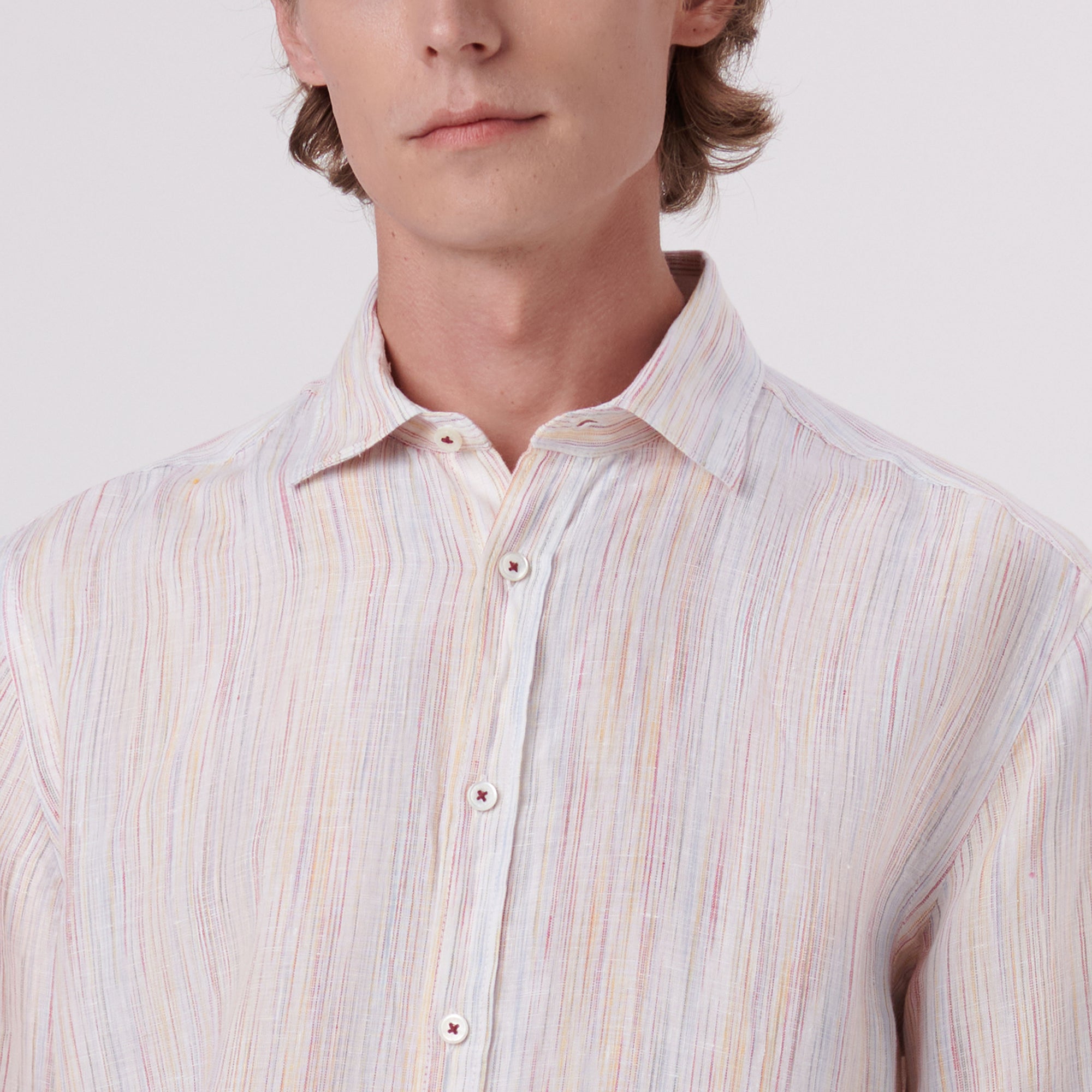 Orson Chalk Stripe Short Sleeve Linen Shirt