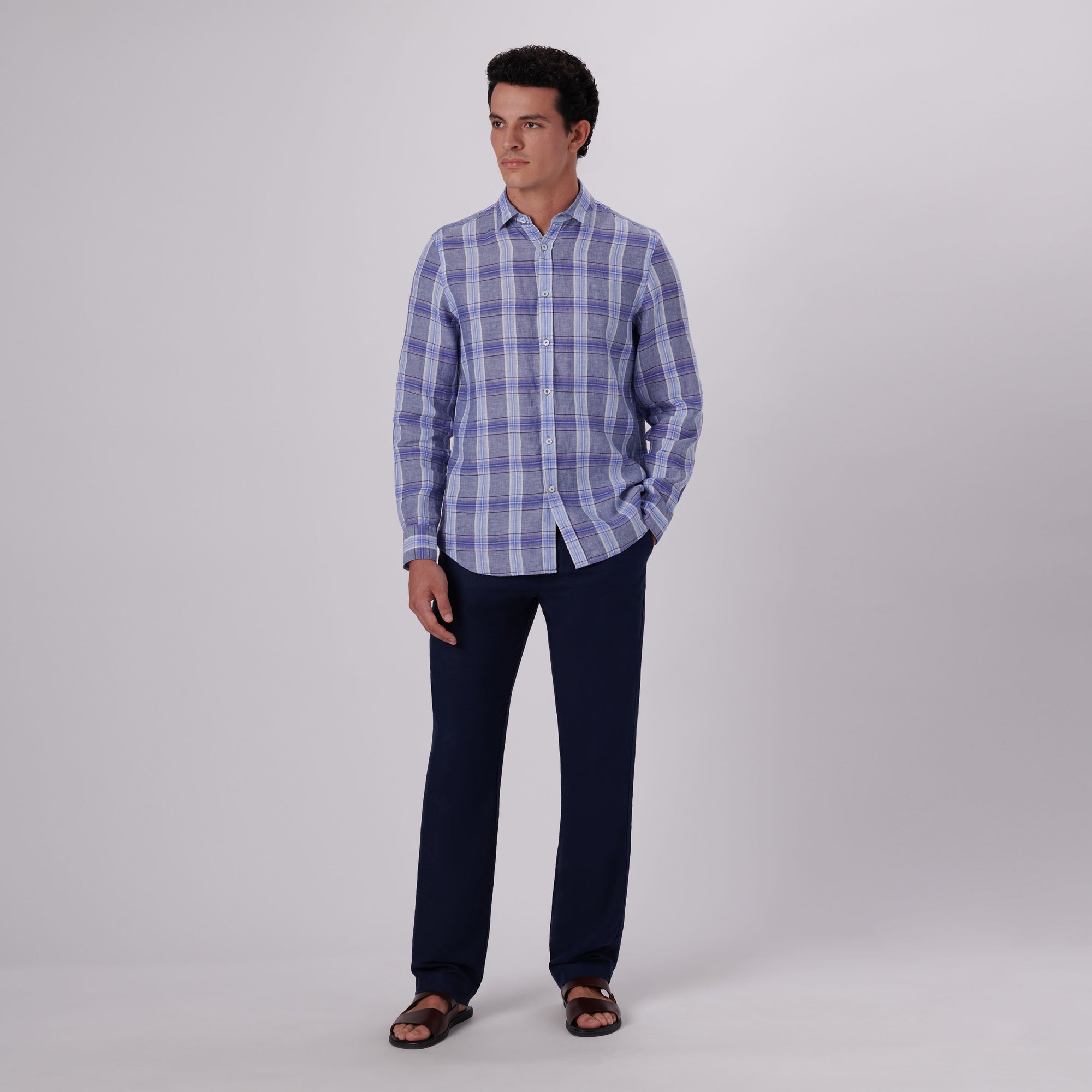 Julian Plaid Check Linen Shirt