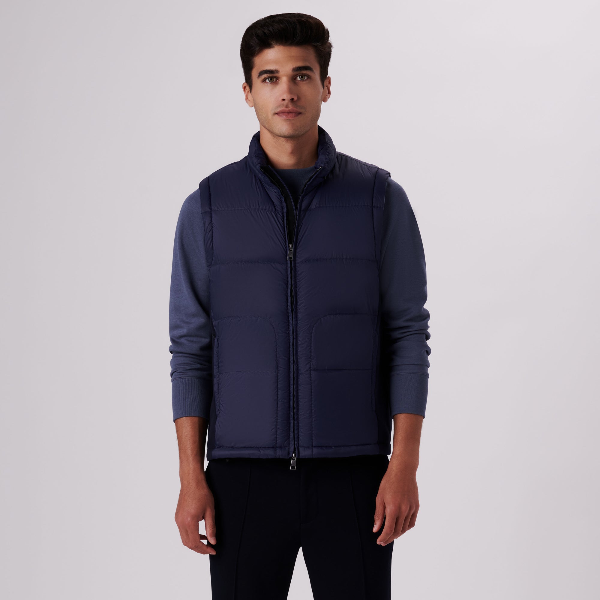 Quilted Vest With Knit Back