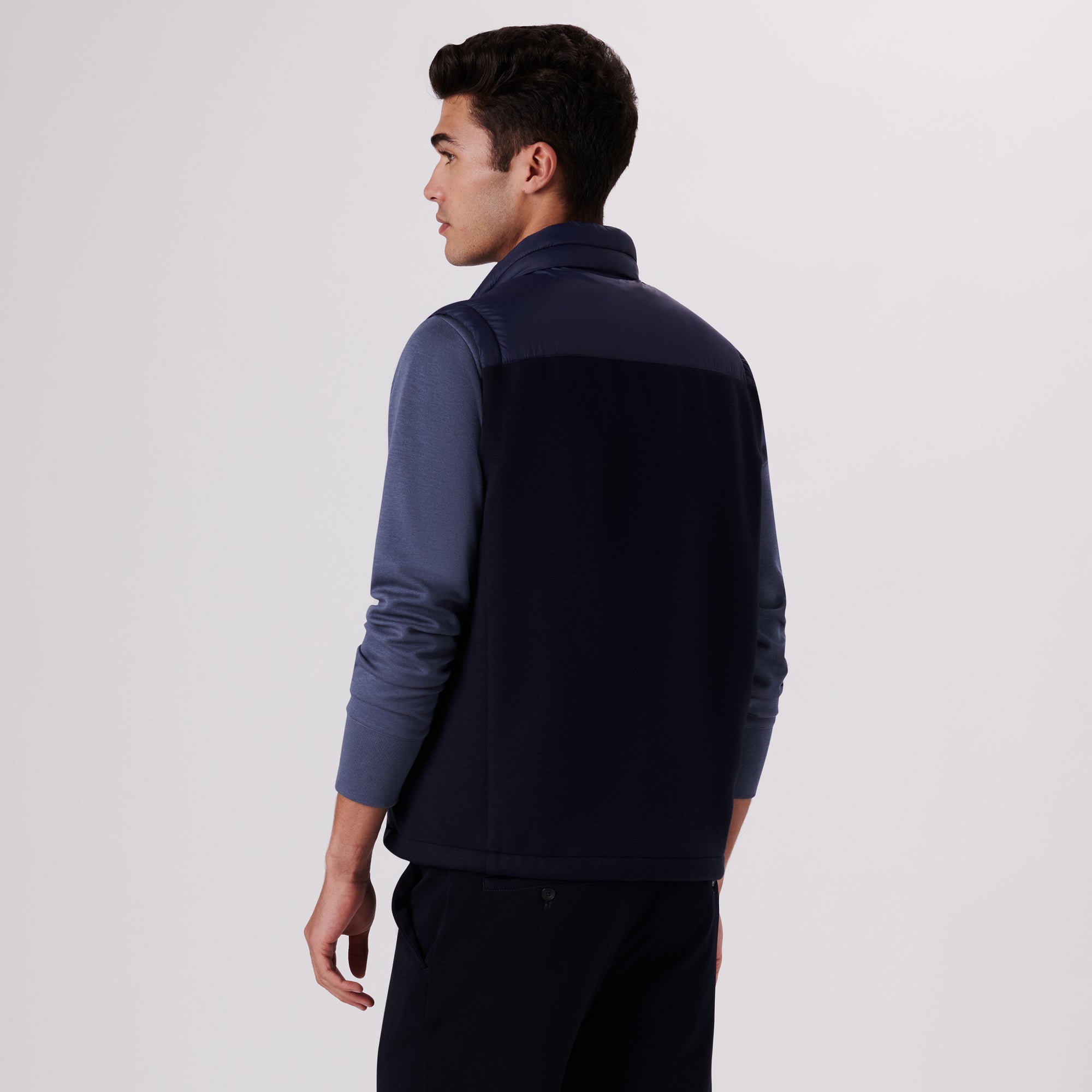 Quilted Vest With Knit Back