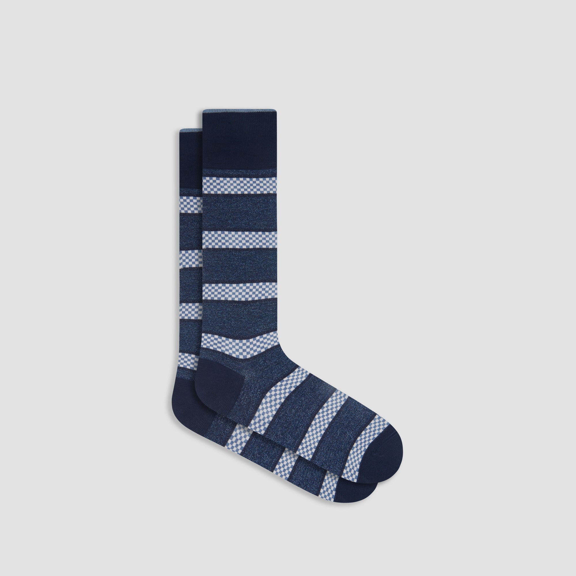 Checkerboard Stripe Mid-Calf Socks