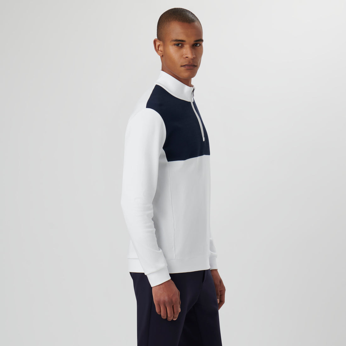 Quarter Zip Pullover in White – BUGATCHI