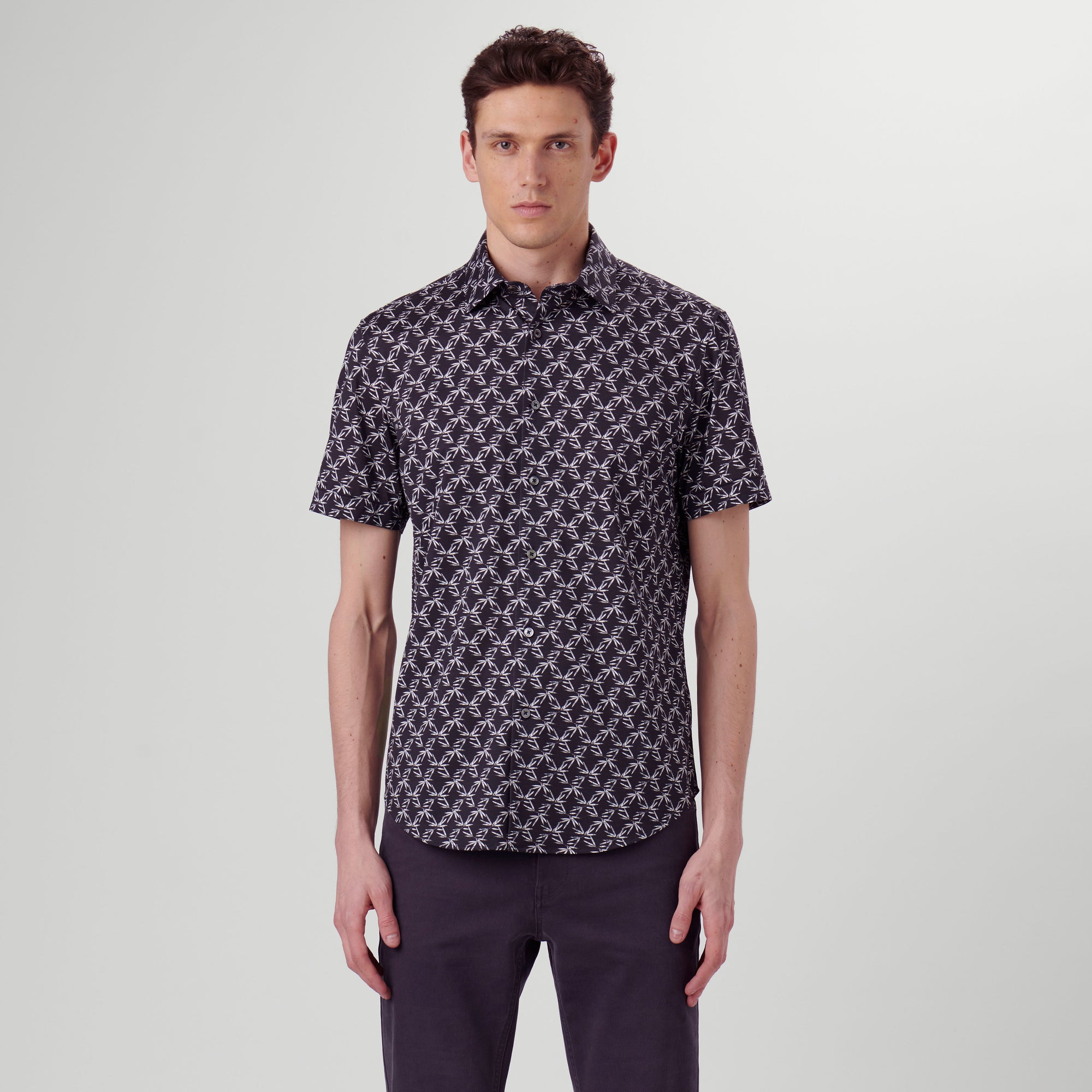 Miles Leaf Print OoohCotton Short Sleeve Shirt