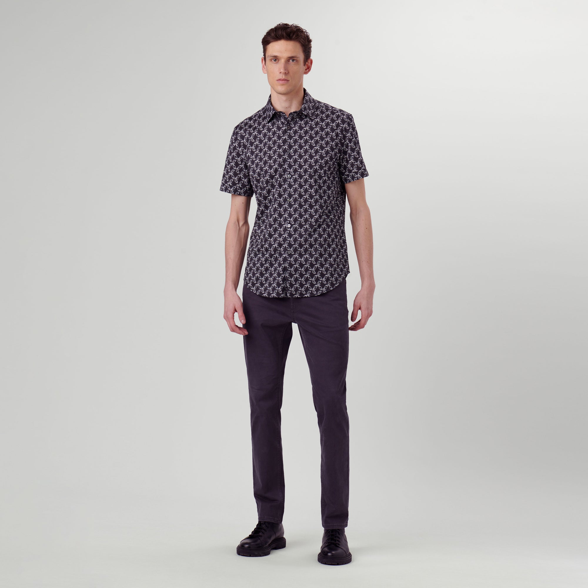 Miles Leaf Print OoohCotton Short Sleeve Shirt