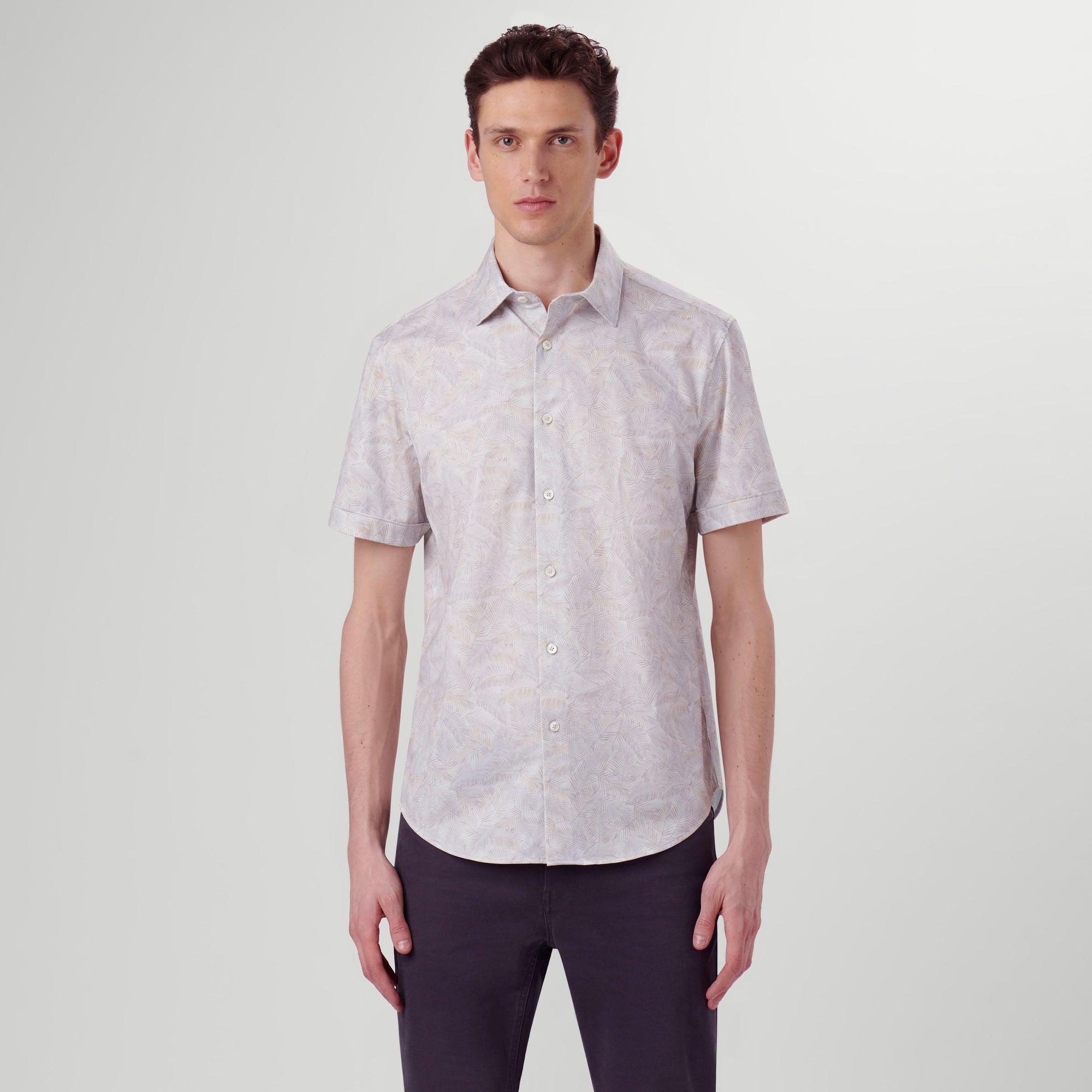 Miles Leaf Print OoohCotton Short Sleeve Shirt