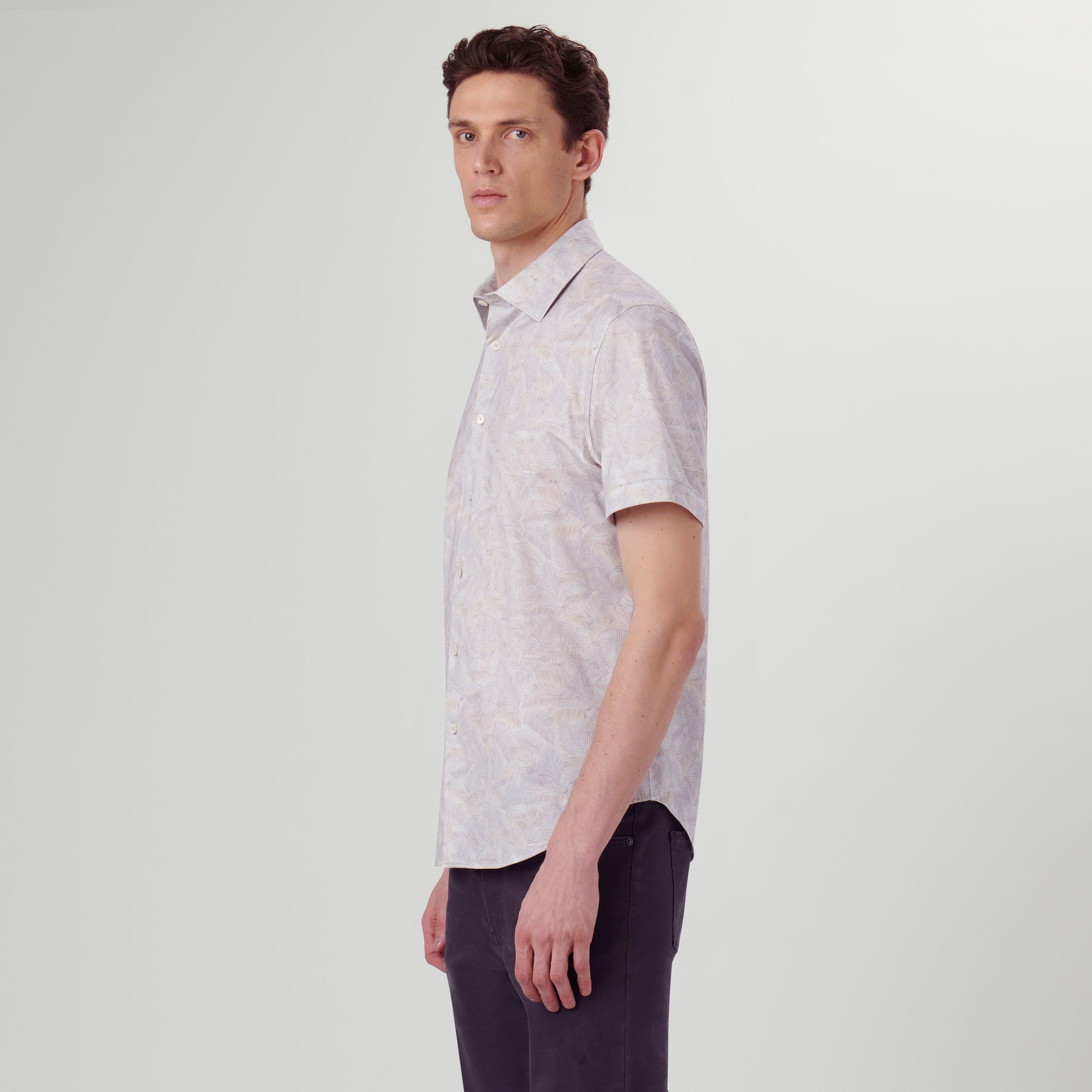 Miles Leaf Print OoohCotton Short Sleeve Shirt