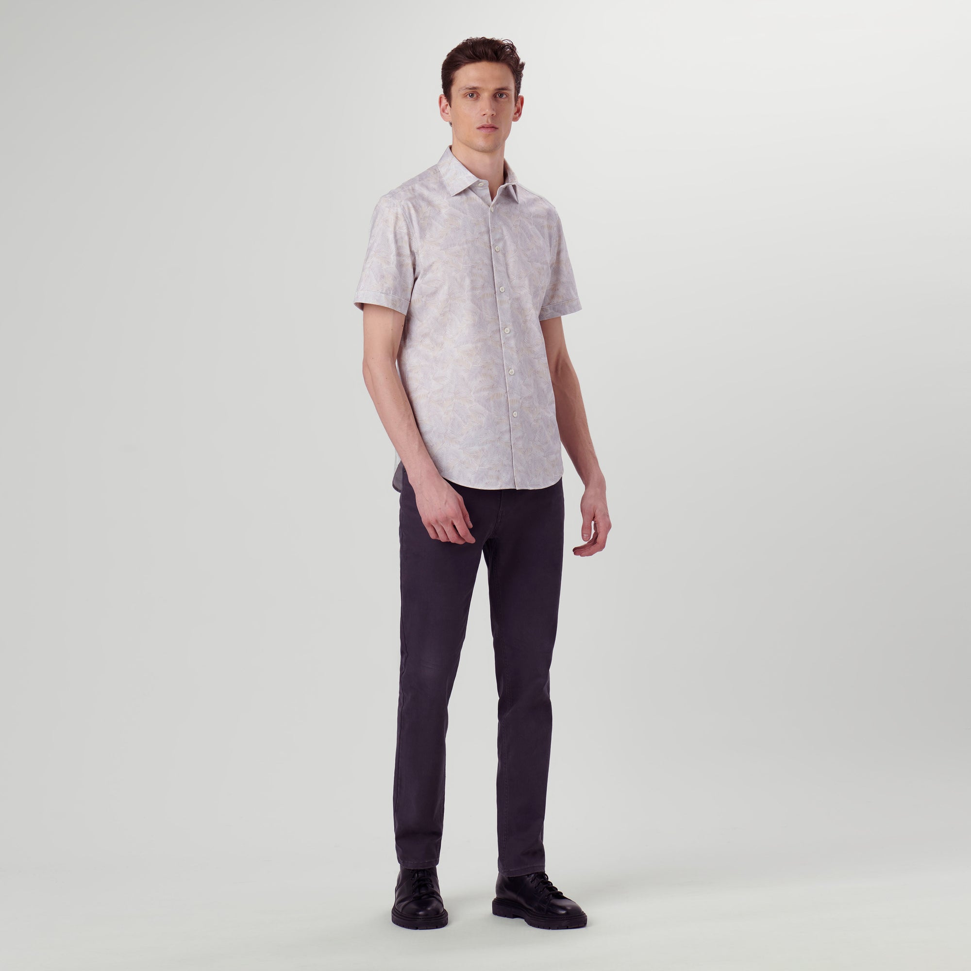 Miles Leaf Print OoohCotton Short Sleeve Shirt