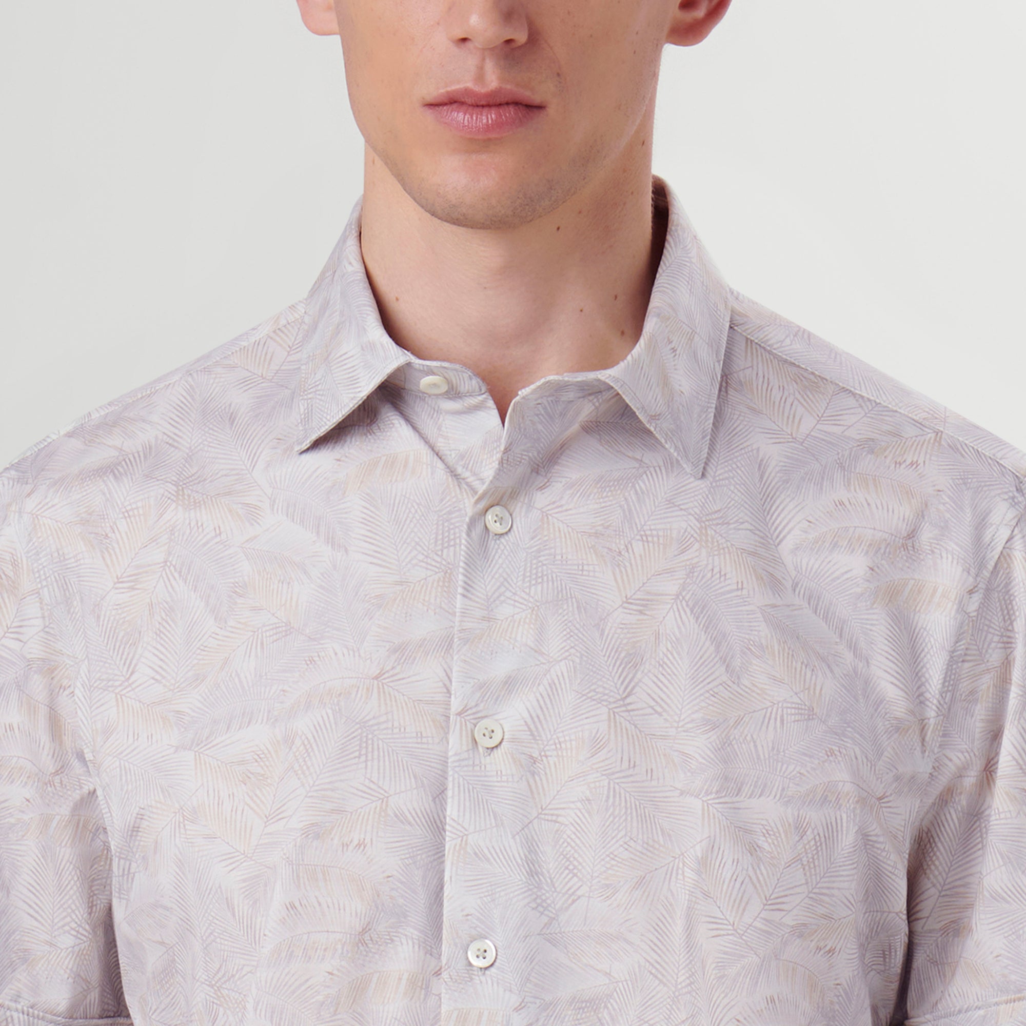 Miles Leaf Print OoohCotton Short Sleeve Shirt