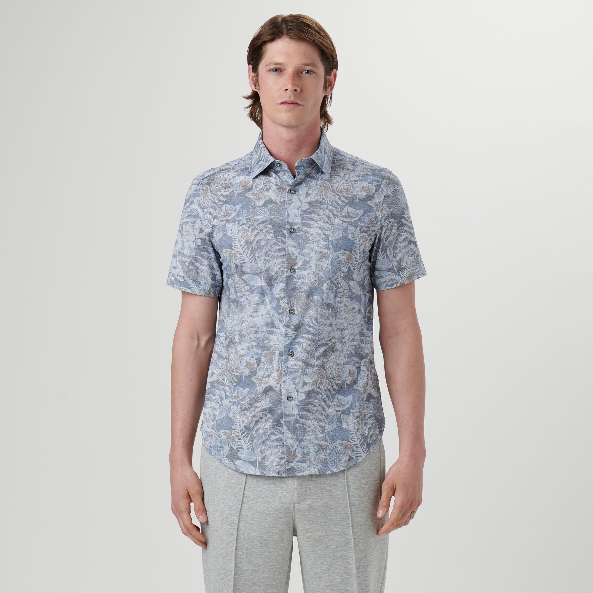 Miles Leaf Print OoohCotton Short Sleeve Shirt